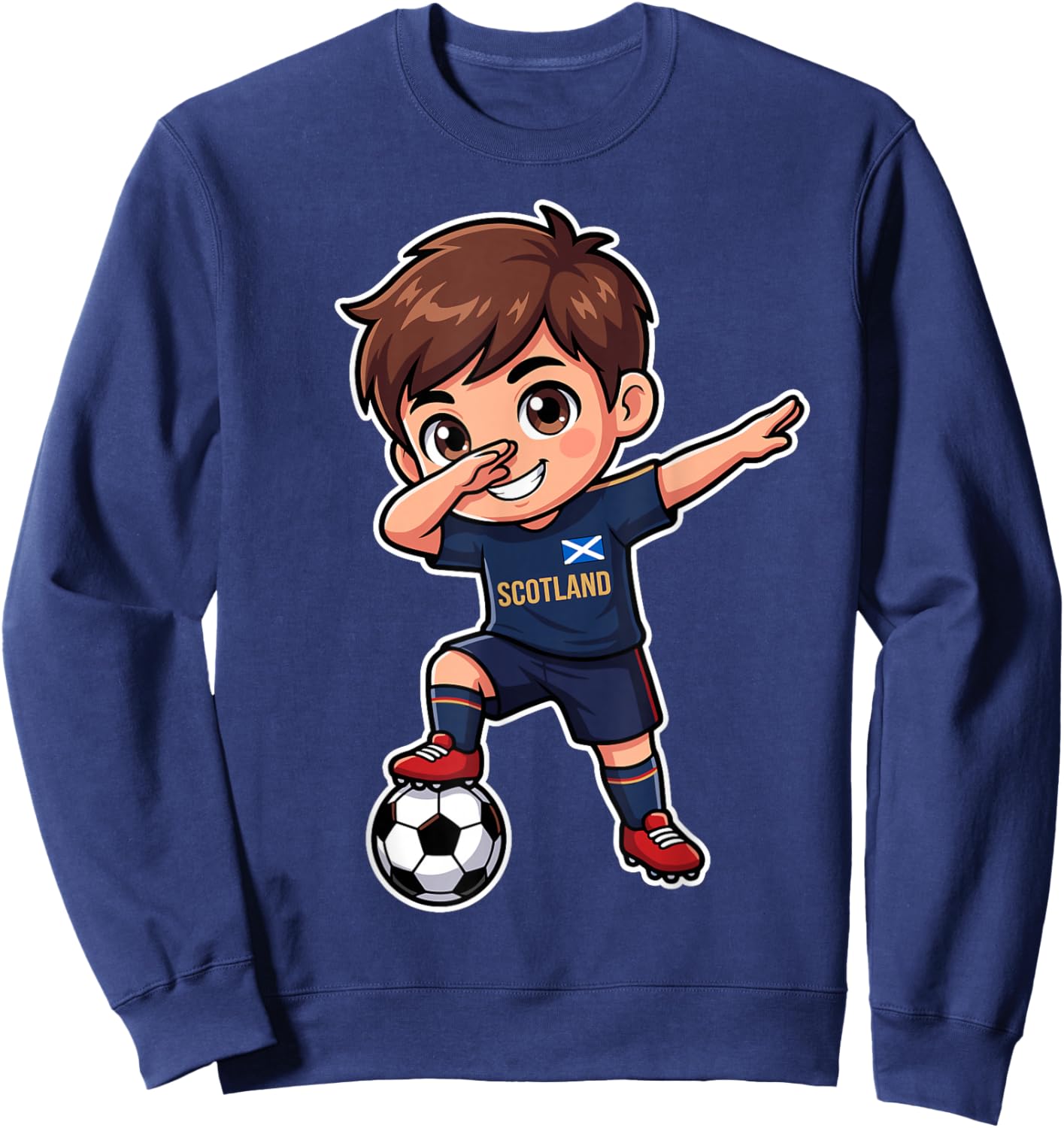 Scottish Kid Goal Cartoon Scotland Flag for Kids Sweatshirt - Sweatshirt | Navy