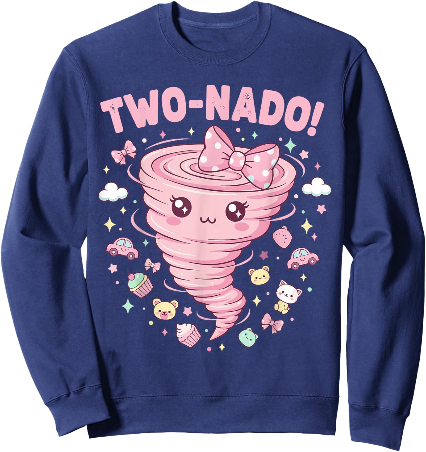 Two Nado Birthday Outfit Girl, Toddler 2 Year Old Tornado Sweatshirt - Sweatshirt | Navy