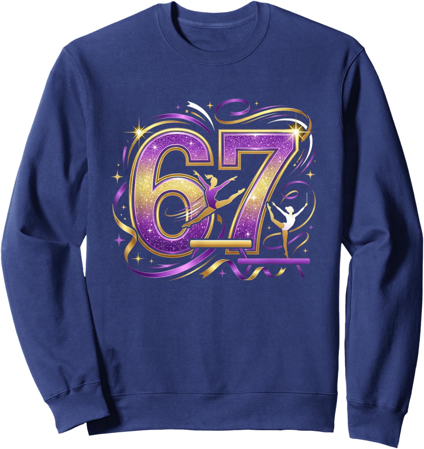 67 Meme Funny Six Seven Gymnastics Lovers Girls Sweatshirt - Sweatshirt | Navy