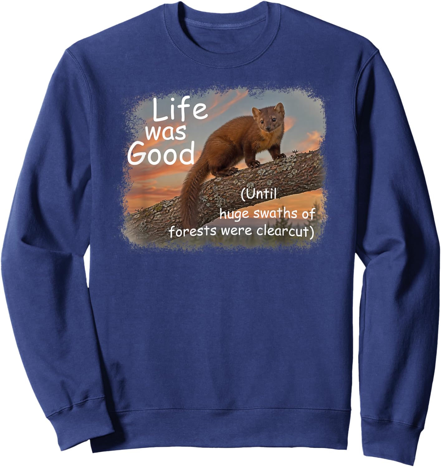 Life was Good (LWG) Series. Pine (American) Marten. Sweatshirt - Sweatshirt | Navy