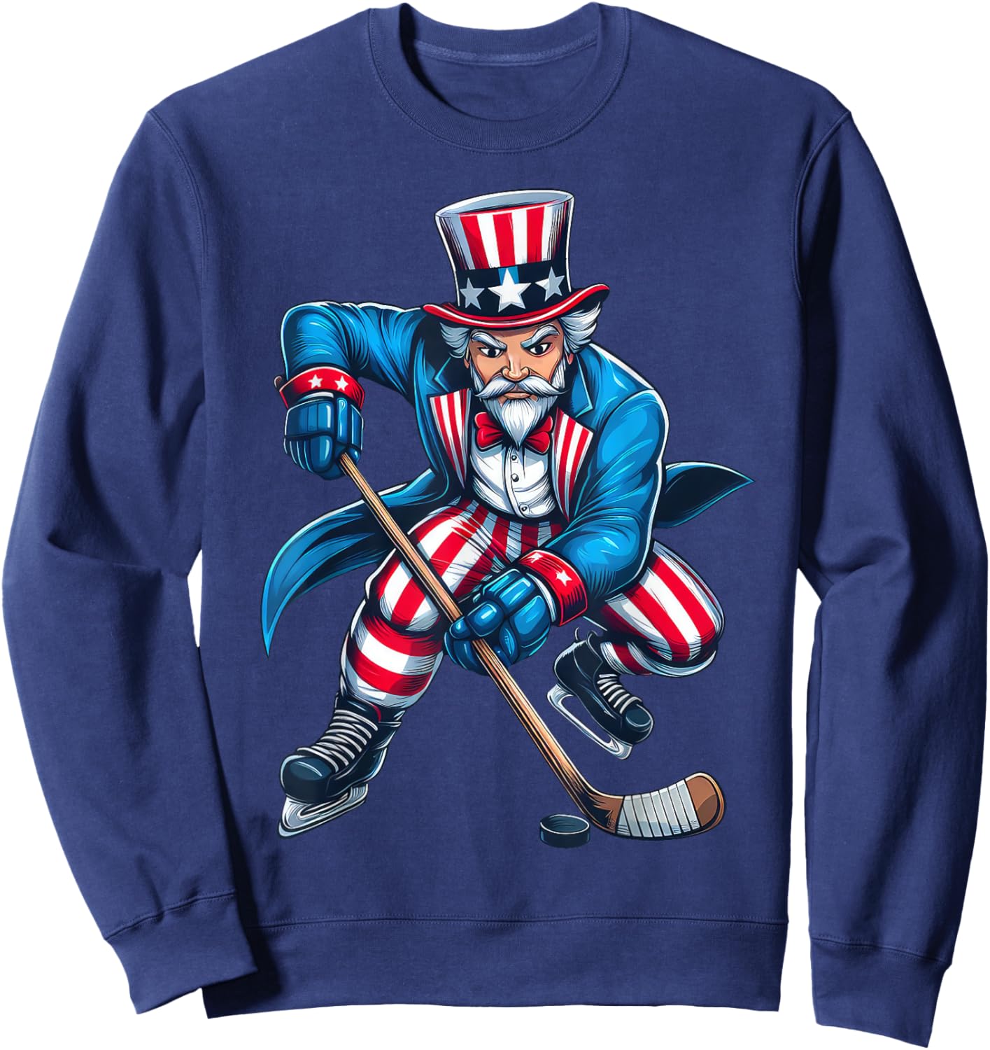 Uncle Sam Hockey Player 4th of July Boys Girls Kids Football Sweatshirt - Sweatshirt | Navy