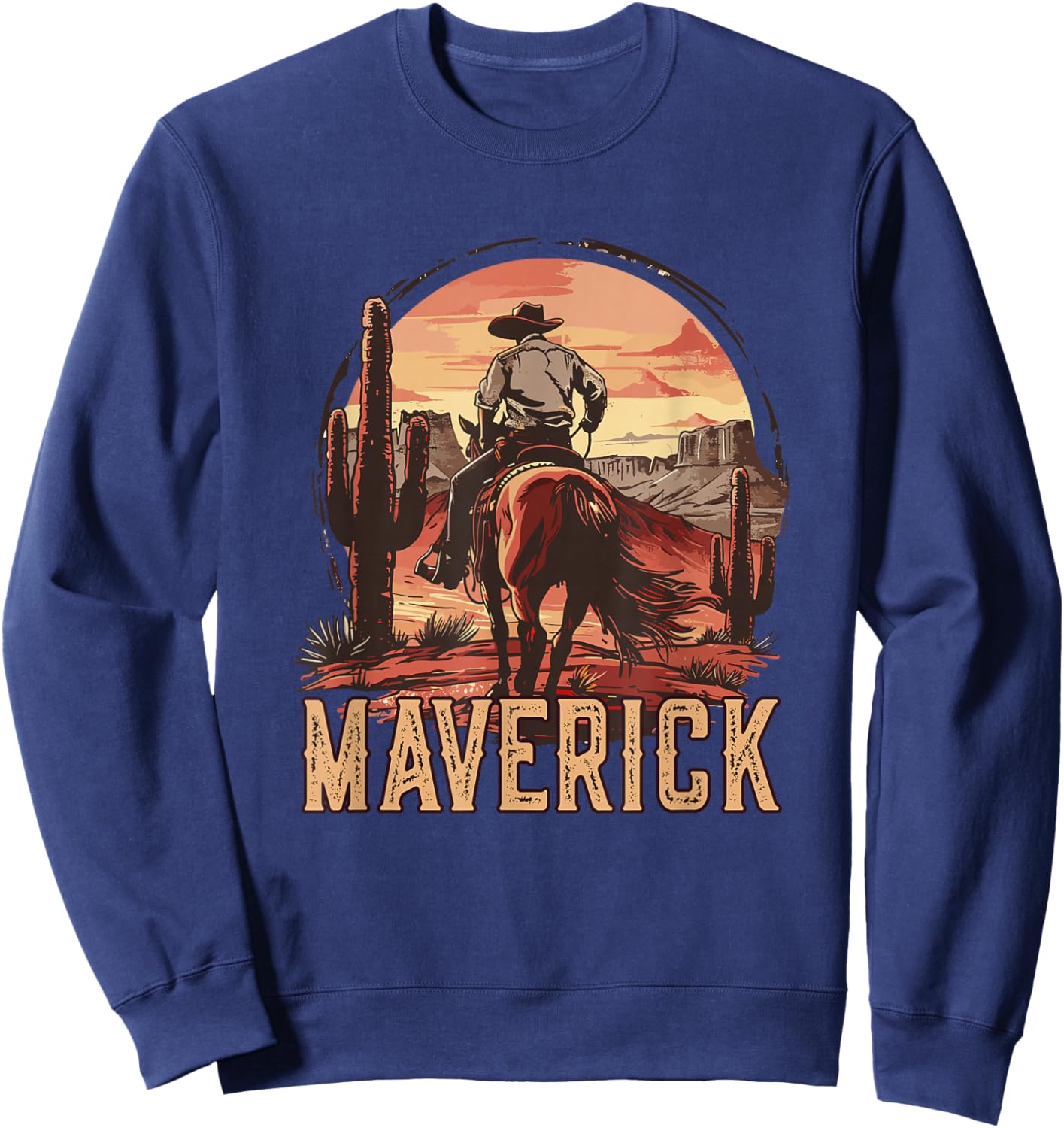 Maverick Western Country Cowboy Kids Toddler Boys Sweatshirt - Sweatshirt | Navy