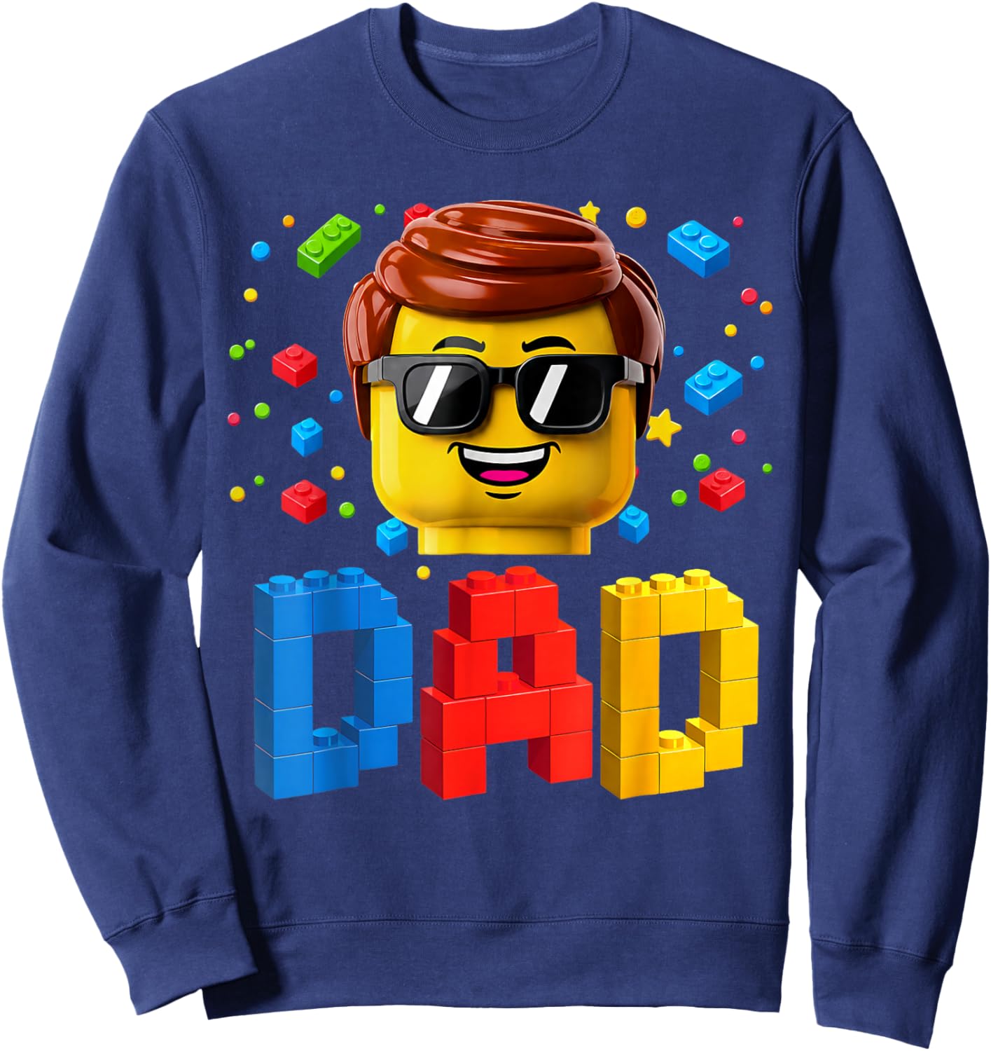Dad Master Builder Building Bricks Blocks Family Fathers Day Sweatshirt - Sweatshirt | Navy