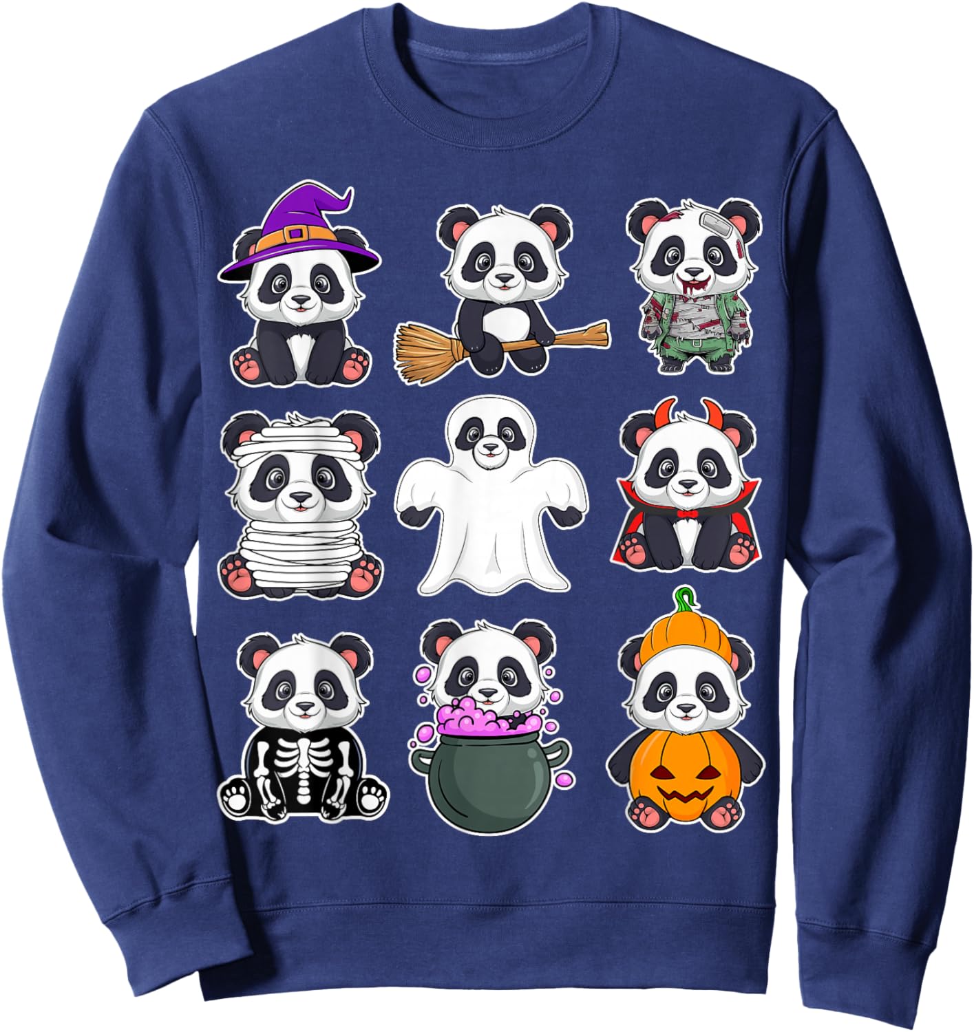 Panda Halloween Costume Spooky Ghost Horror Panda Halloween Sweatshirt - Sweatshirt | Navy