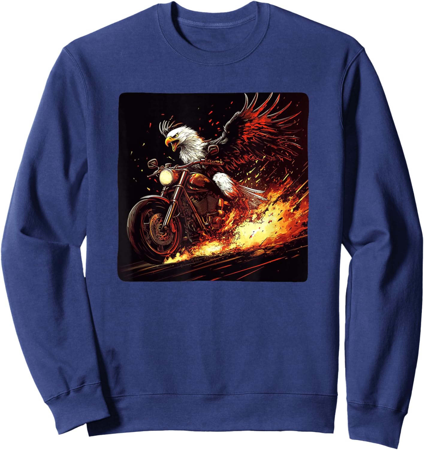 Schönes Adler-Motorrad in Feuer und Flammen Sweatshirt - Sweatshirt | Navy