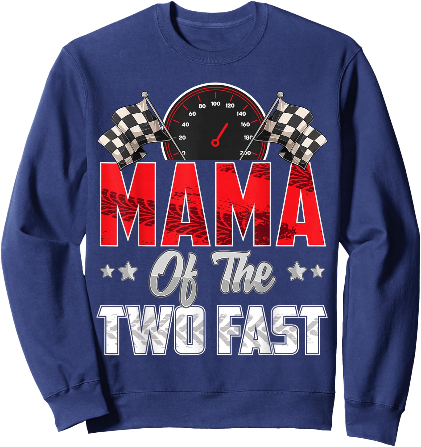 2 year old racing car two fast birthday 2nd Family Mama Sweatshirt - Sweatshirt | Navy