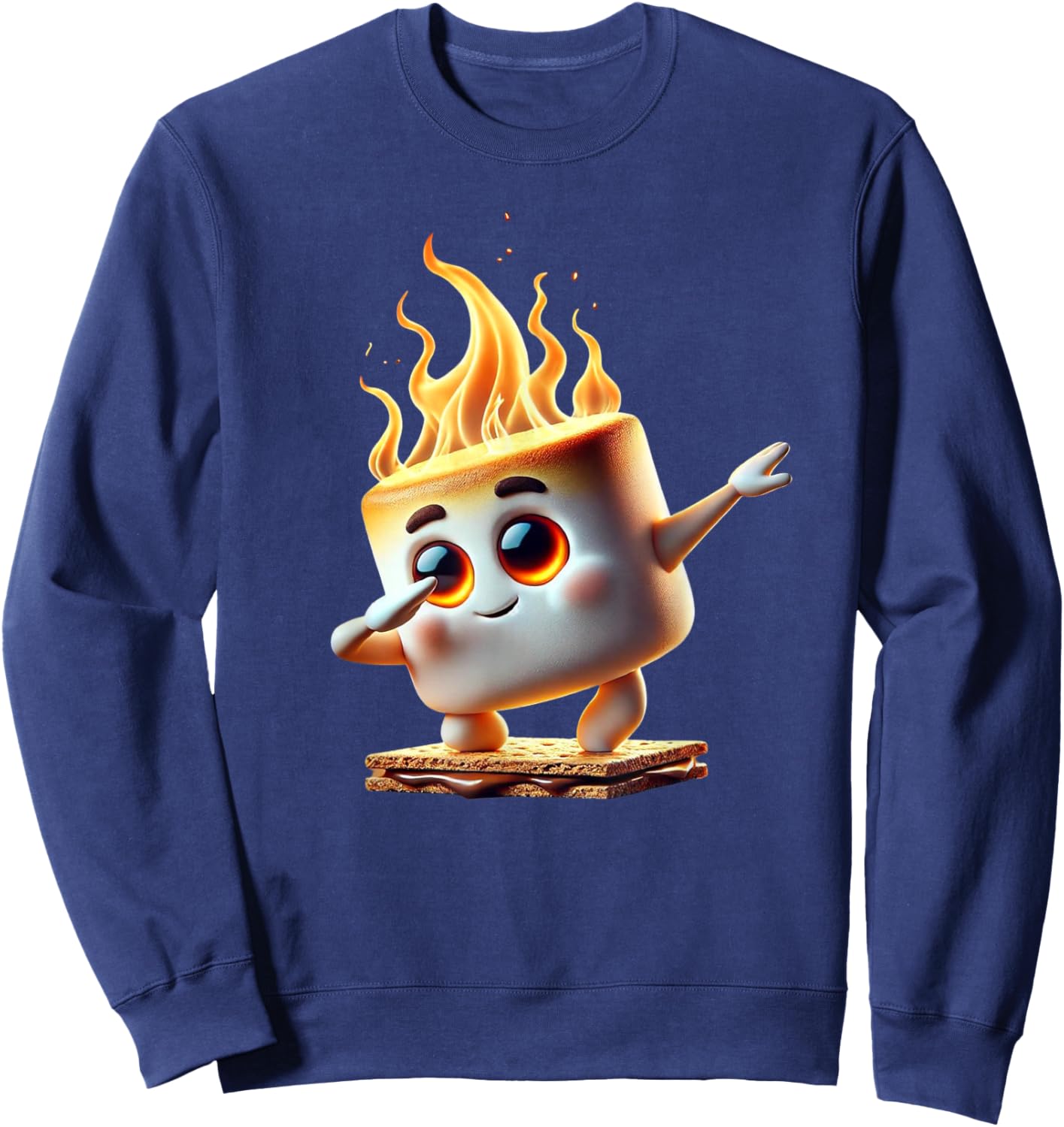 Dabbing Smore Marshmallow Cute Dab Dance Camping Camper Gift Sweatshirt - Sweatshirt | Navy