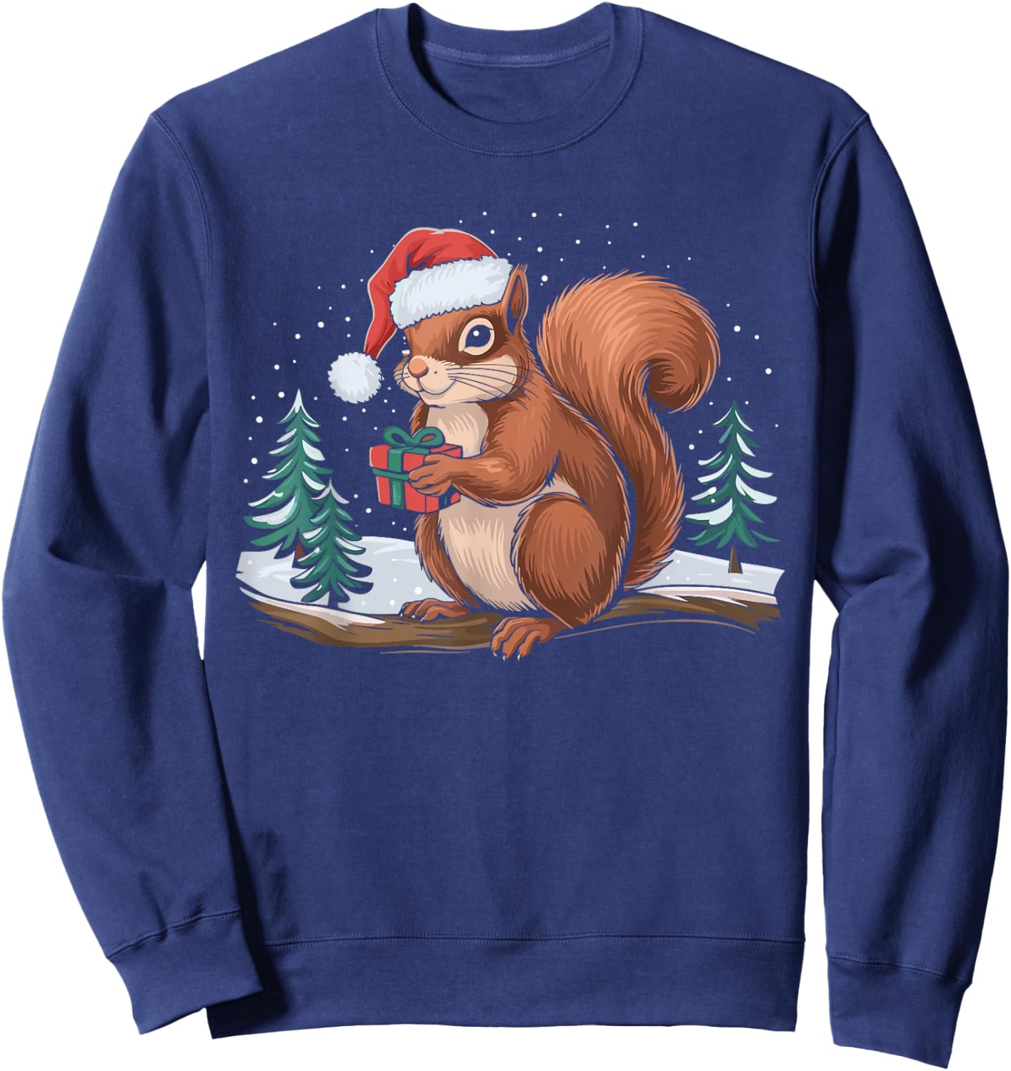 Squirrel Christmas Santa Hat Christmas Vacation Squirrel Sweatshirt - Sweatshirt | Navy