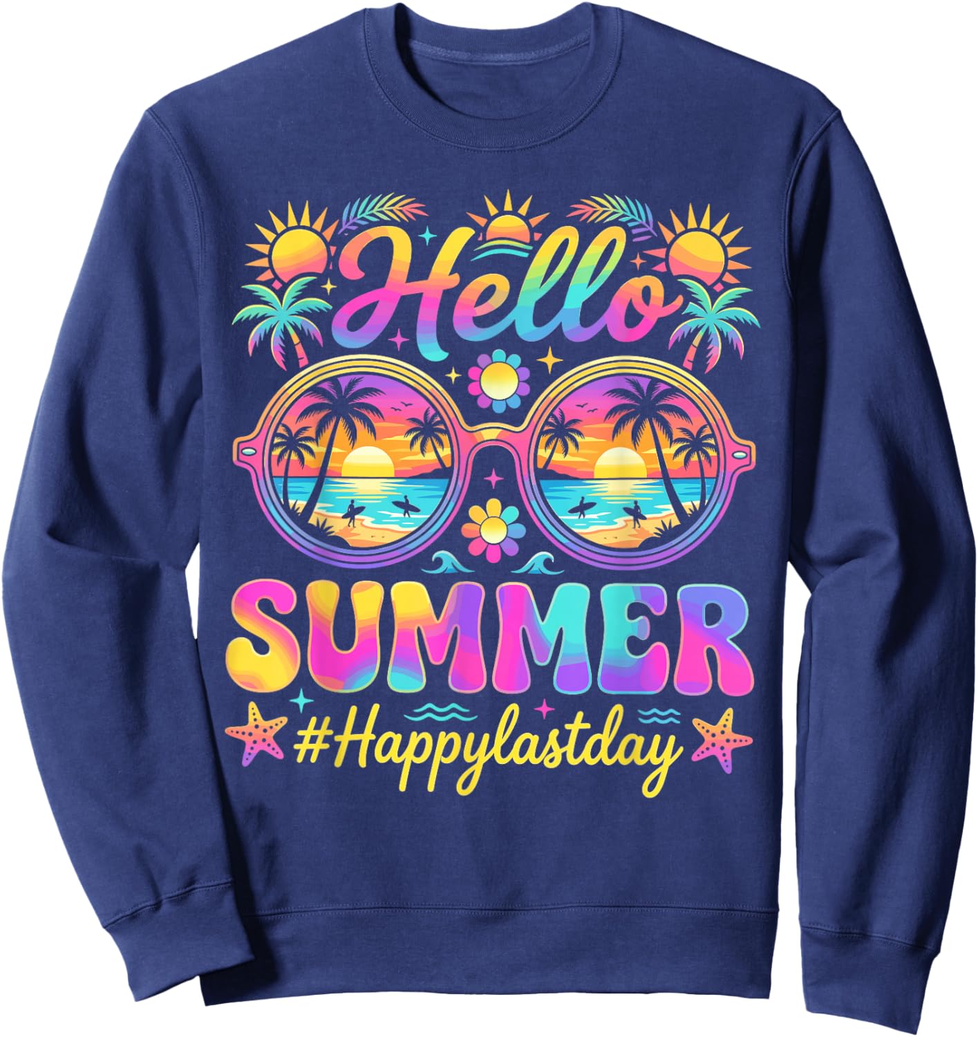 Hello Summer Last Day of School Teacher Kids Sweatshirt - Sweatshirt | Navy