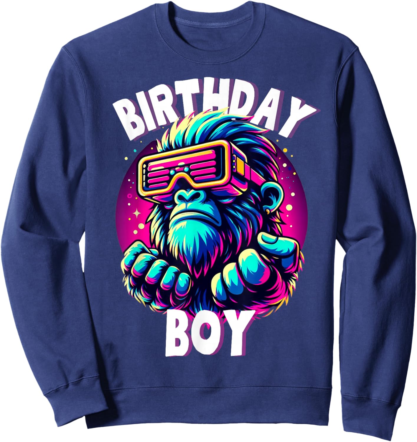 Gorilla Birthday Funny Gorilla Boys Adult Girl Family Party Sweatshirt - Sweatshirt | Navy