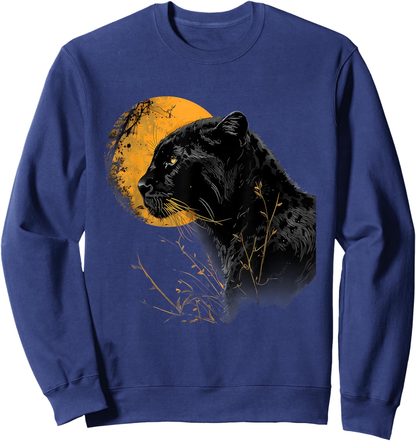 Panther Moon Panther Lover Portrait Tropical Animal Art Sweatshirt - Sweatshirt | Navy