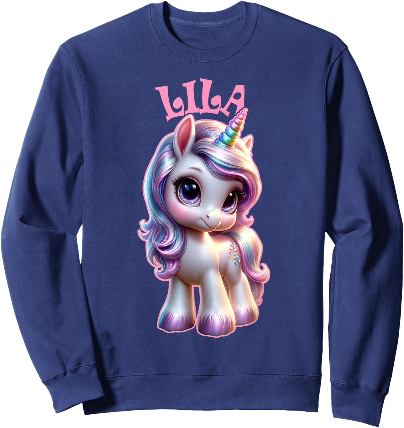 Lila Cute Unicorn Design for Girls Name Lila Sweatshirt - Sweatshirt | Navy