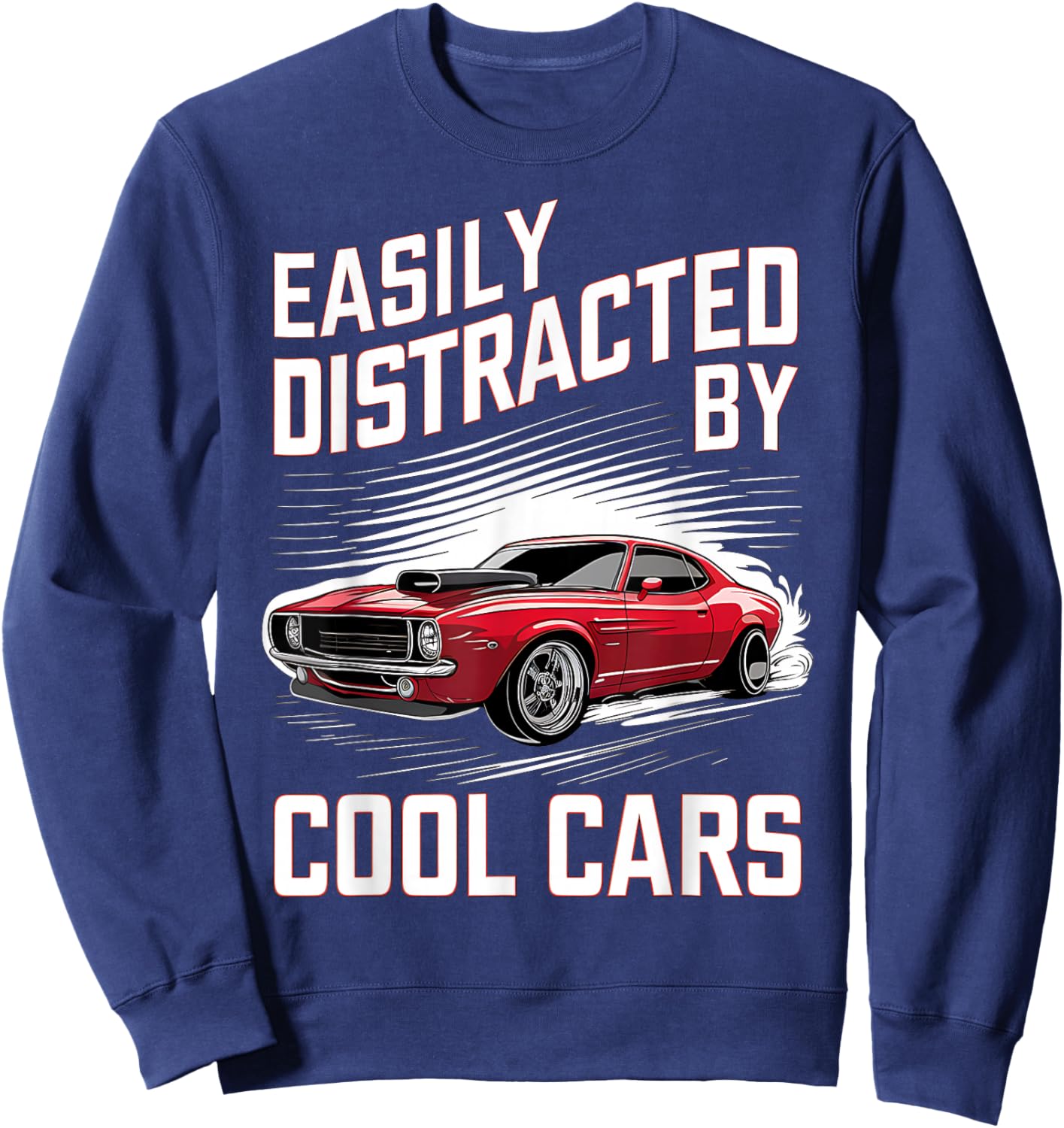 Boys Vintage Muscle Car Easily Distracted by Cool Cars Sweatshirt - Sweatshirt | Navy