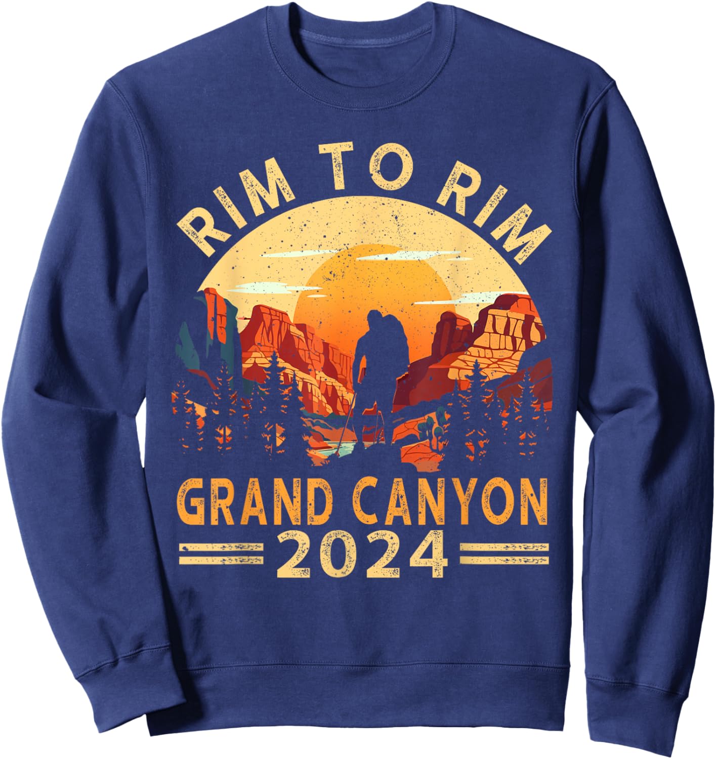 South Rim To North Rim Grand Canyon 2024 Hiking Sweatshirt - Sweatshirt | Navy