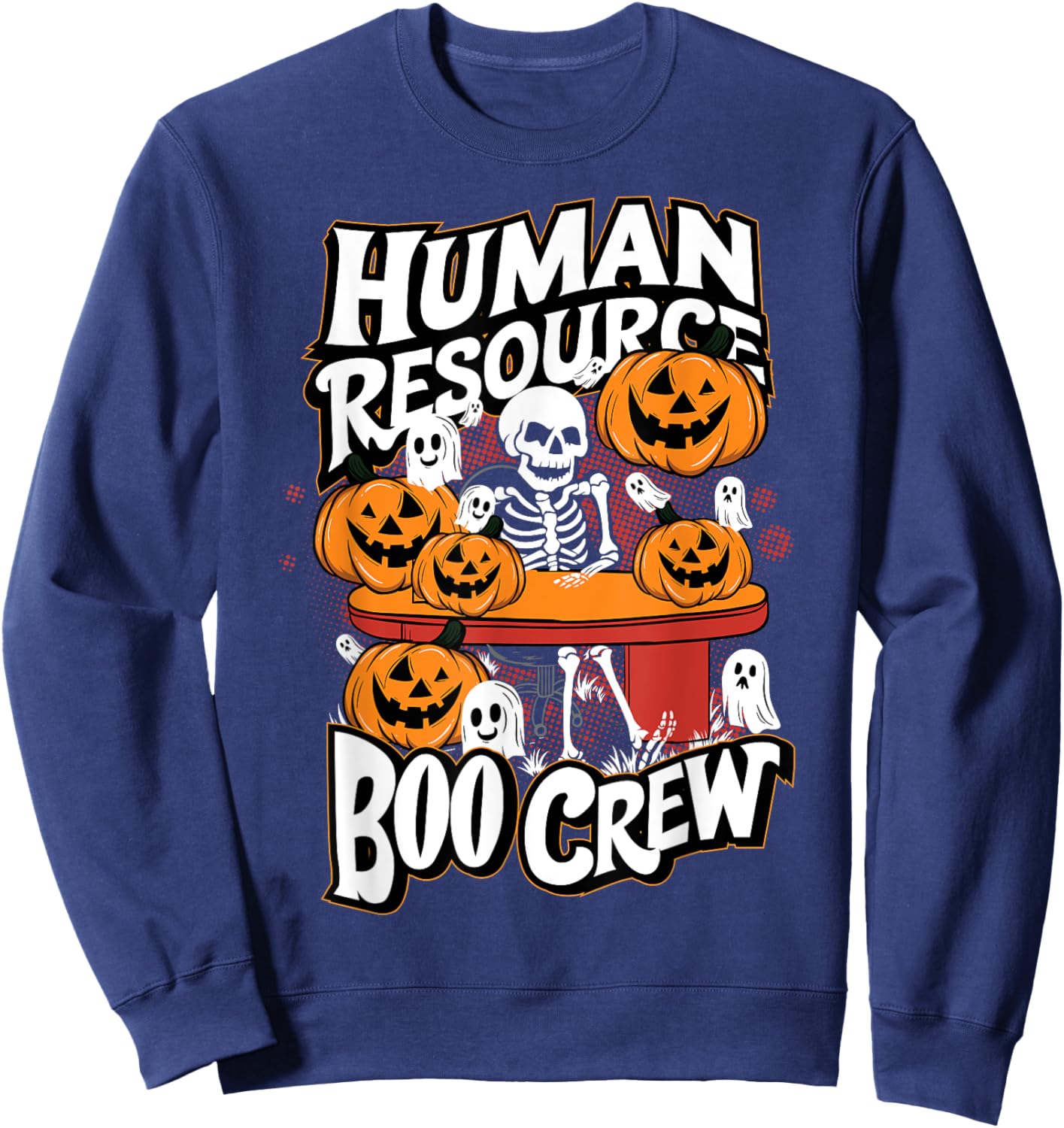 HR Boo Crew Halloween Ghost Trick Treat Squad Team Sweatshirt - Sweatshirt | Navy