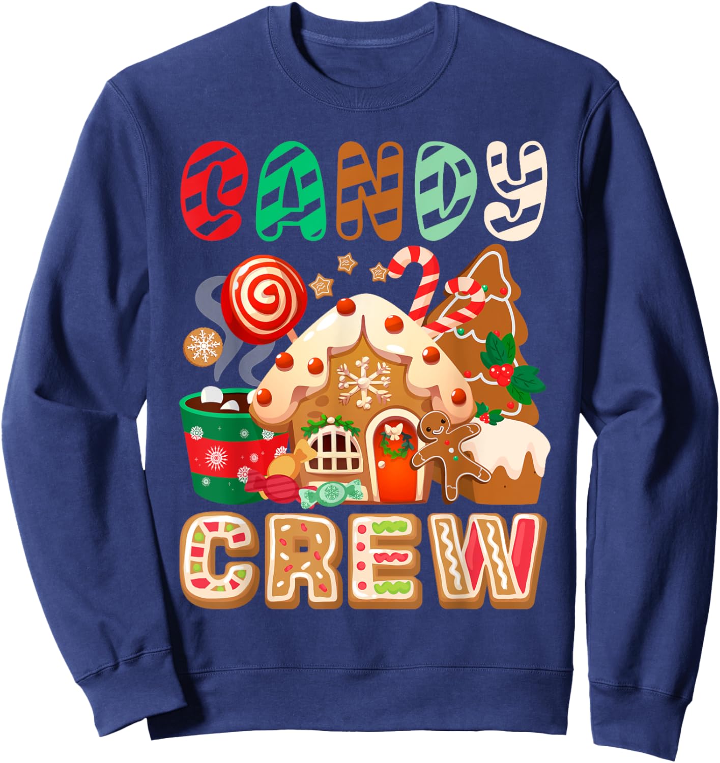 Funny Christmas Candy Crew Security Candyland Donut Pajama Sweatshirt - Sweatshirt | Navy