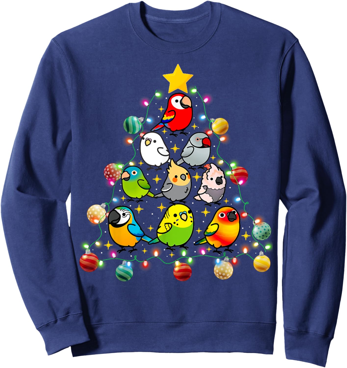 Parrot Christmas Light Ornament Tree Xmas Mom Dad Bird Sweatshirt - Sweatshirt | Navy