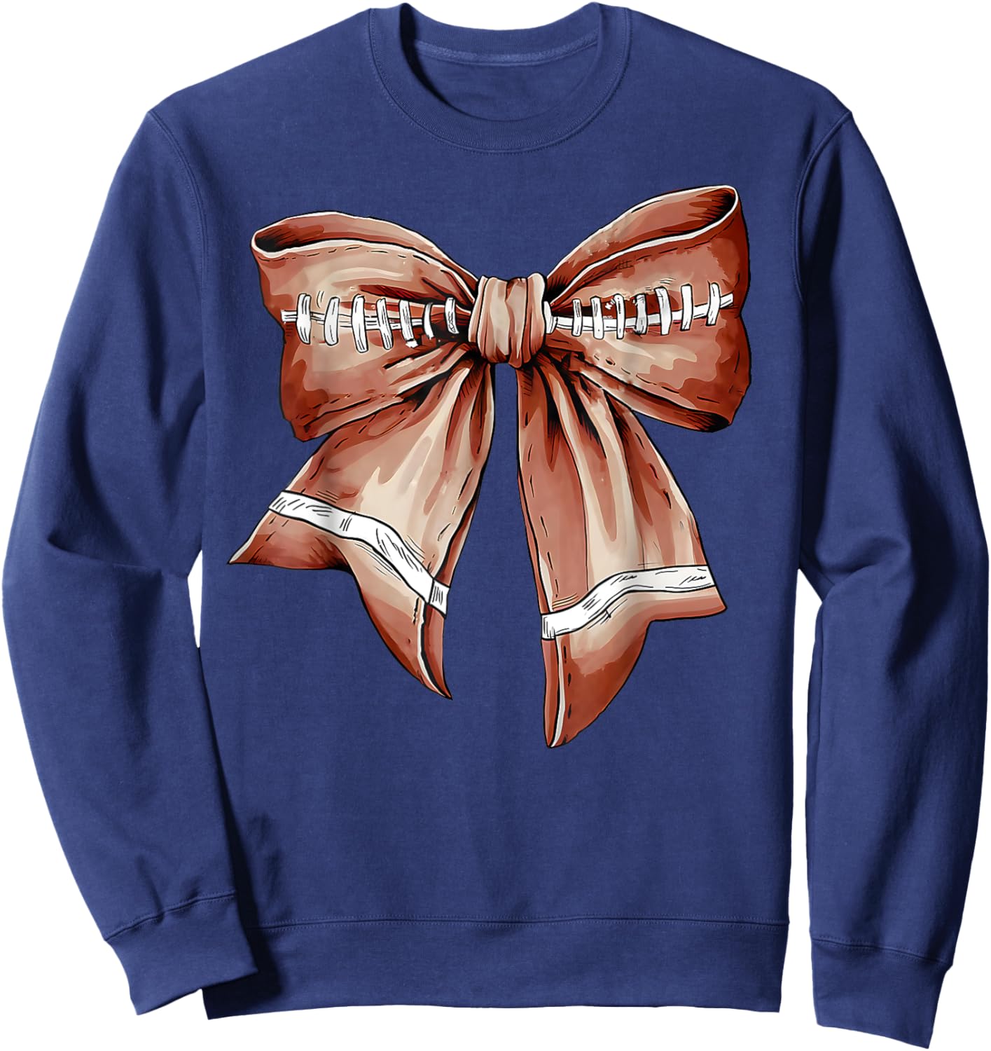Coquette Bow Pumpkin American Football Thanksgiving Autumn Sweatshirt - Sweatshirt | Navy