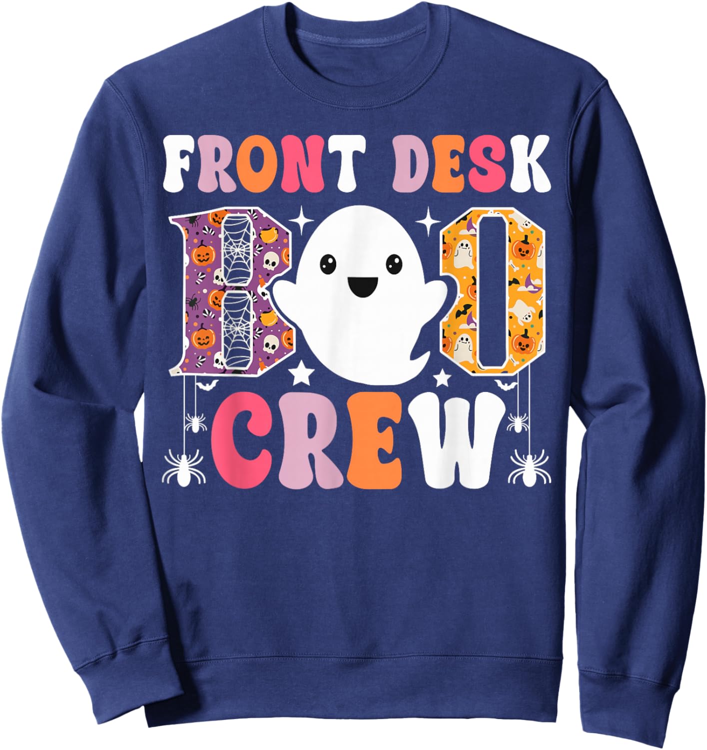 Front Desk Boo Crew Receptionist Ghost Halloween Office Team Sweatshirt - Sweatshirt | Navy
