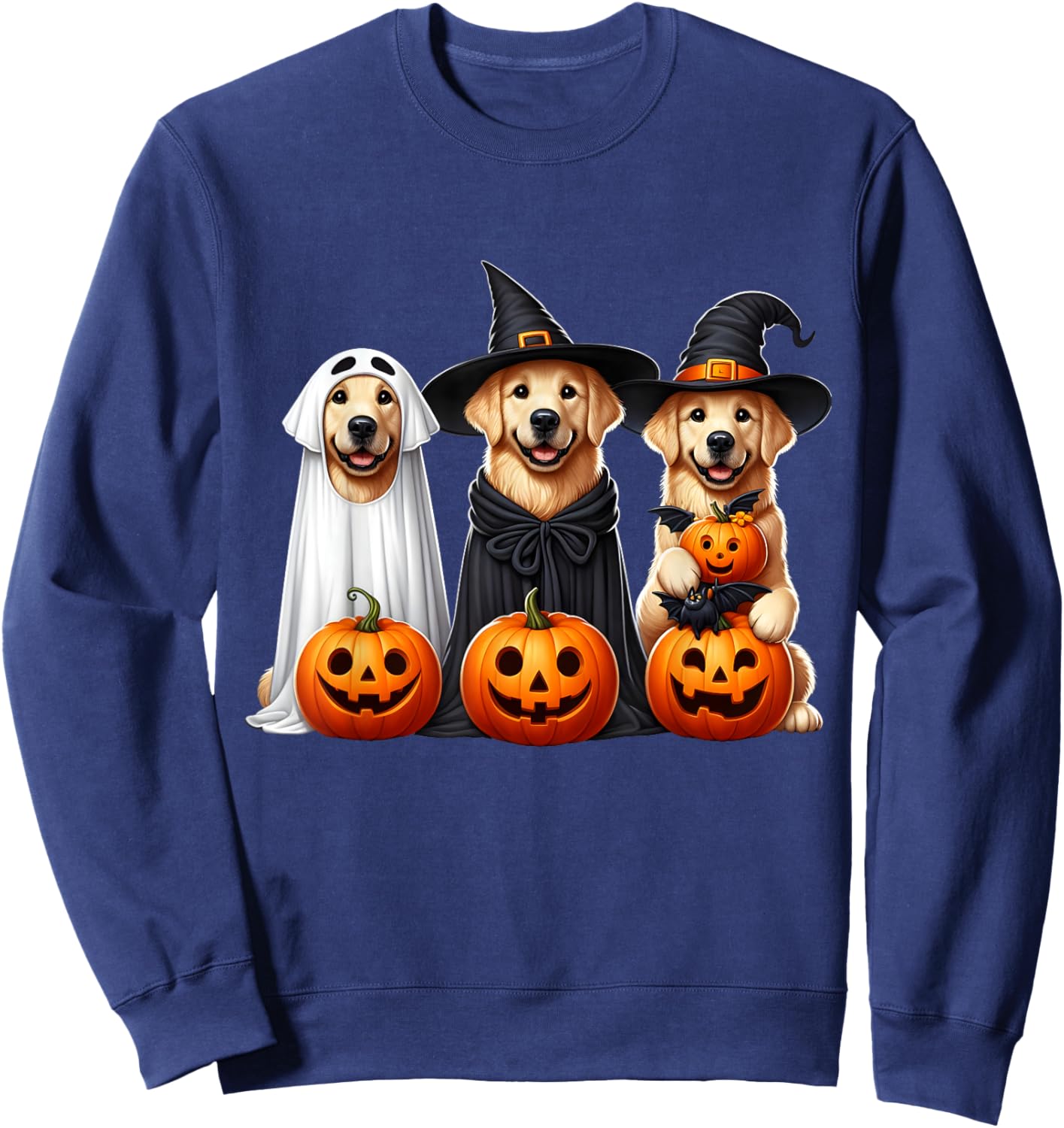Golden Retriever Ghost Halloween Dog Lovers Men Women Kids Sweatshirt - Sweatshirt | Navy