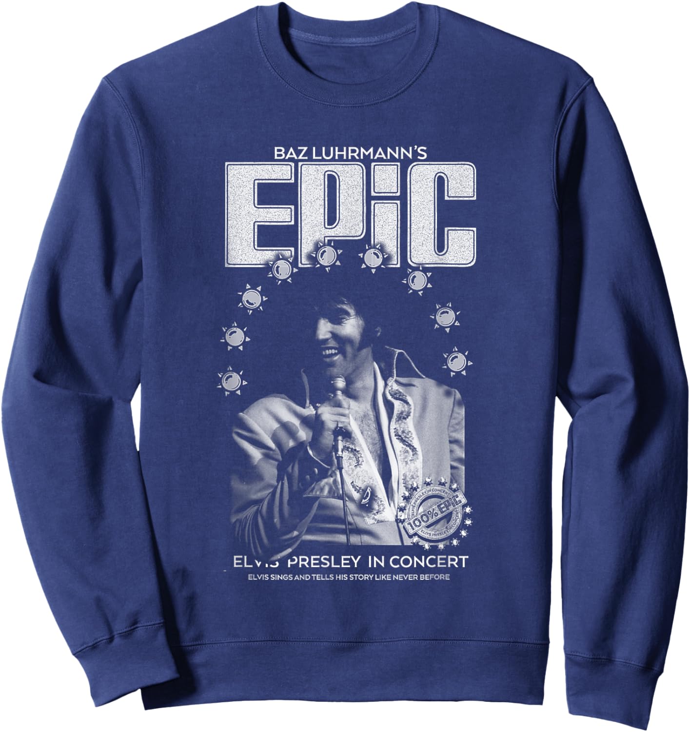 Elvis Presley Epic Black and White Portrait Sweatshirt - Sweatshirt | Navy