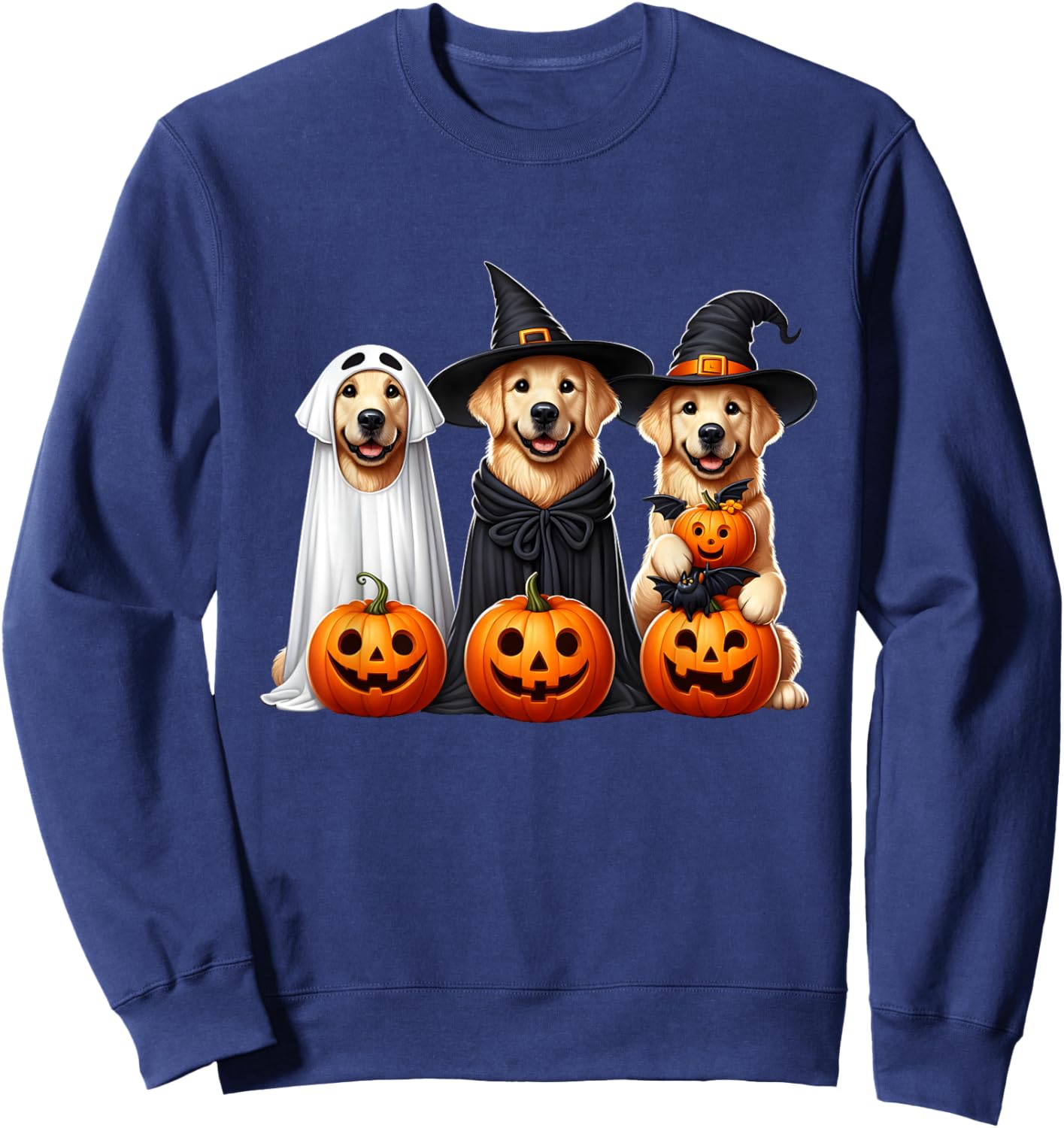 Golden Retriever Ghost Halloween Dog Lovers Men Women Kids Sweatshirt - Sweatshirt | Navy
