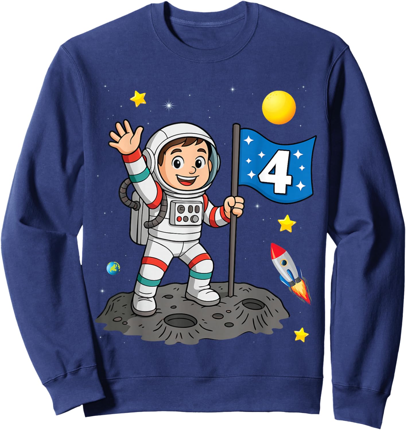 4th Birthday Astronaut All Space Boy 4th Birthday Sweatshirt - Sweatshirt | Navy