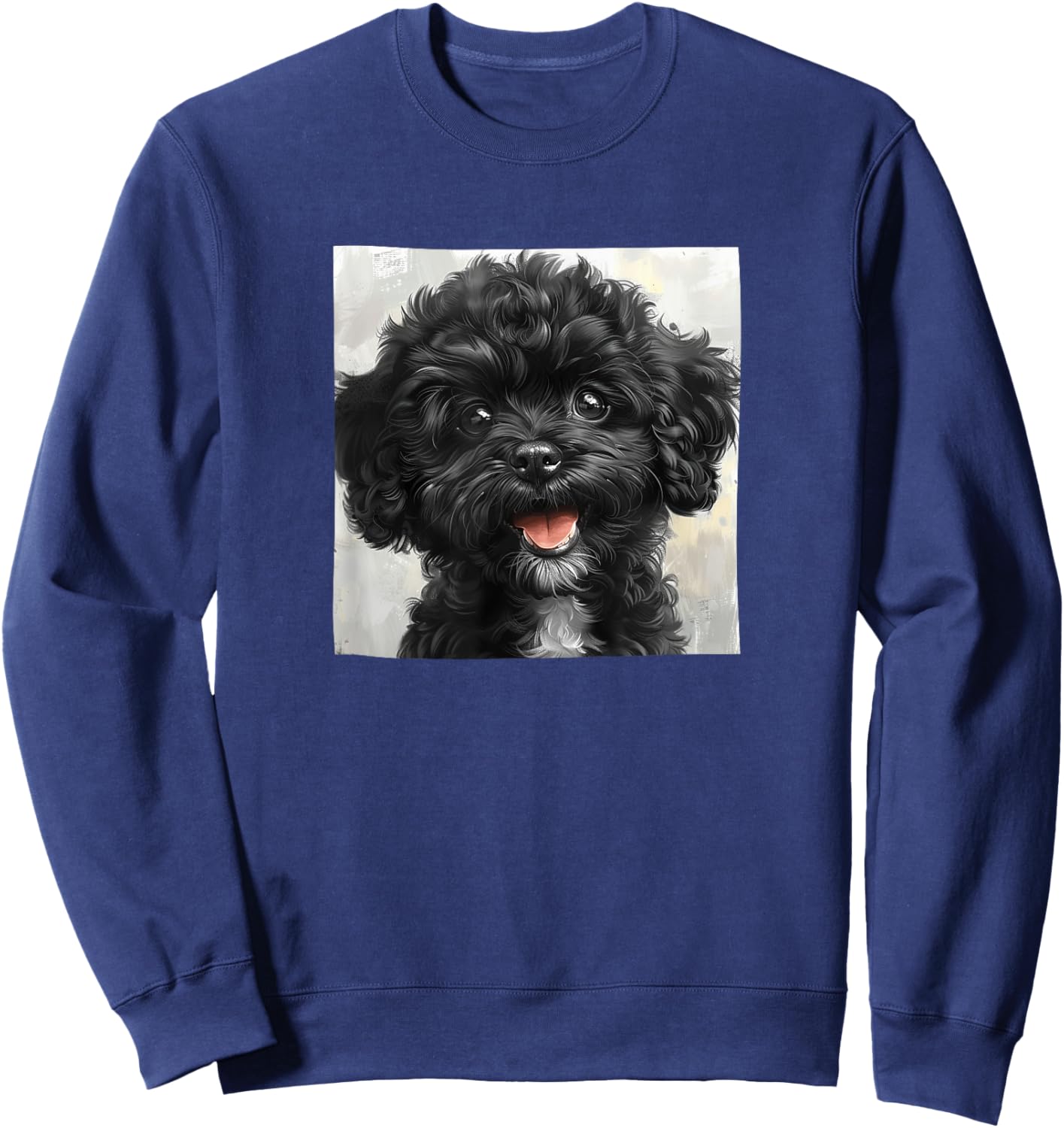 Black Poodle Puppy Laughing Graphic Sweatshirt - Sweatshirt | Navy