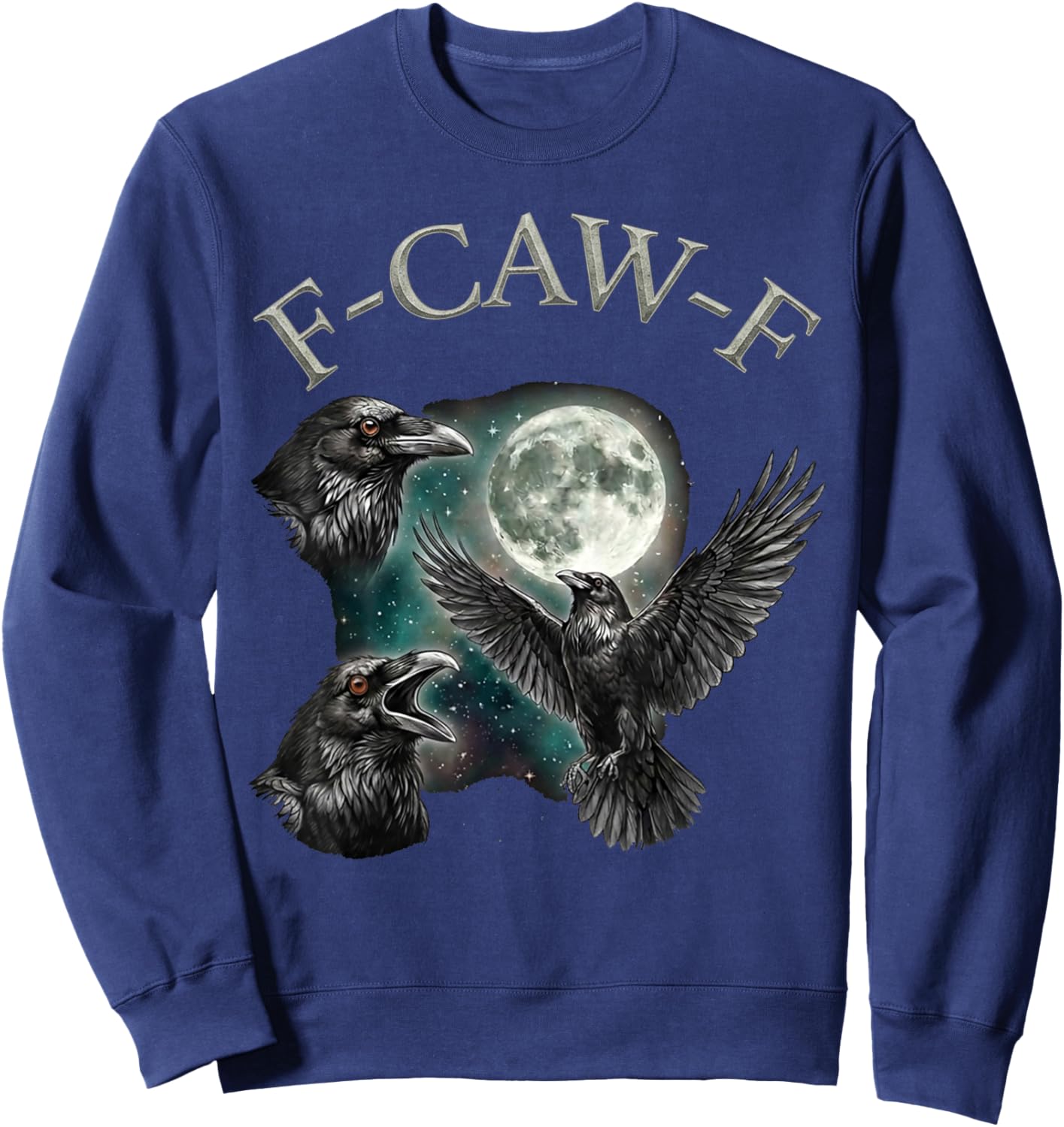 Crows Howling at Moon Funny Weird Cursed Sweatshirt - Sweatshirt | Navy