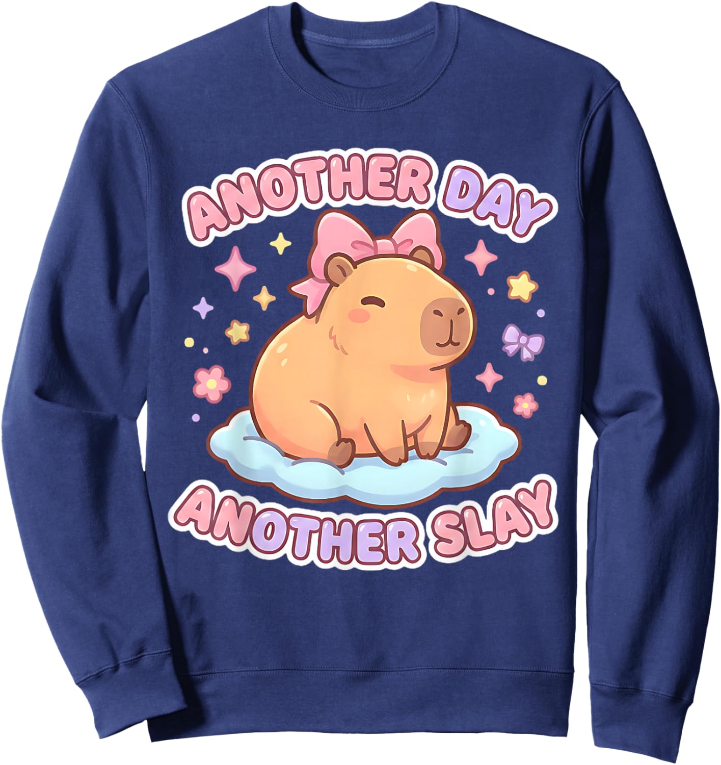 Cute Capybara Lover Kids Meme Another Day Another Slay Sweatshirt - Sweatshirt | Navy