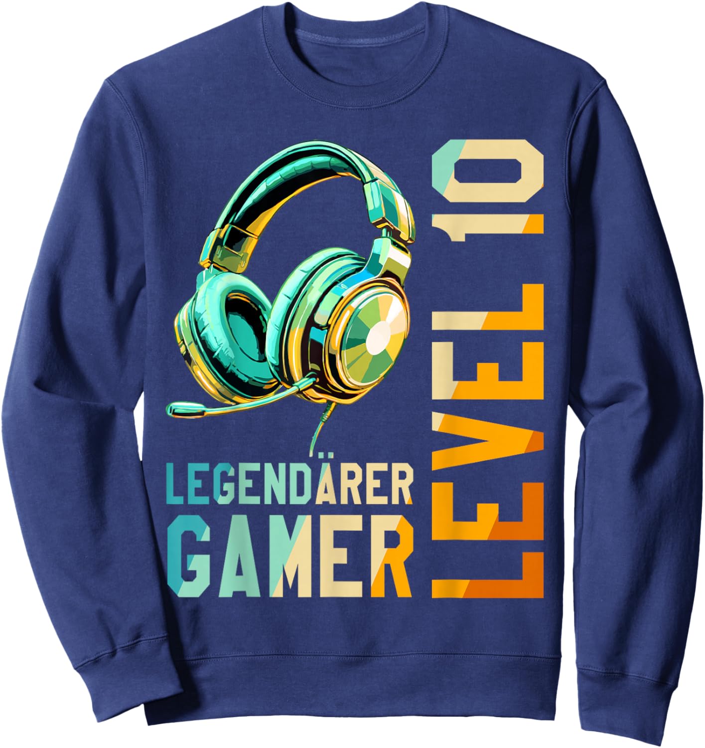 10. Geburtstag Junge Mädchen Teenager Level 10 Jahre Gamer Sweatshirt - Sweatshirt | Navy