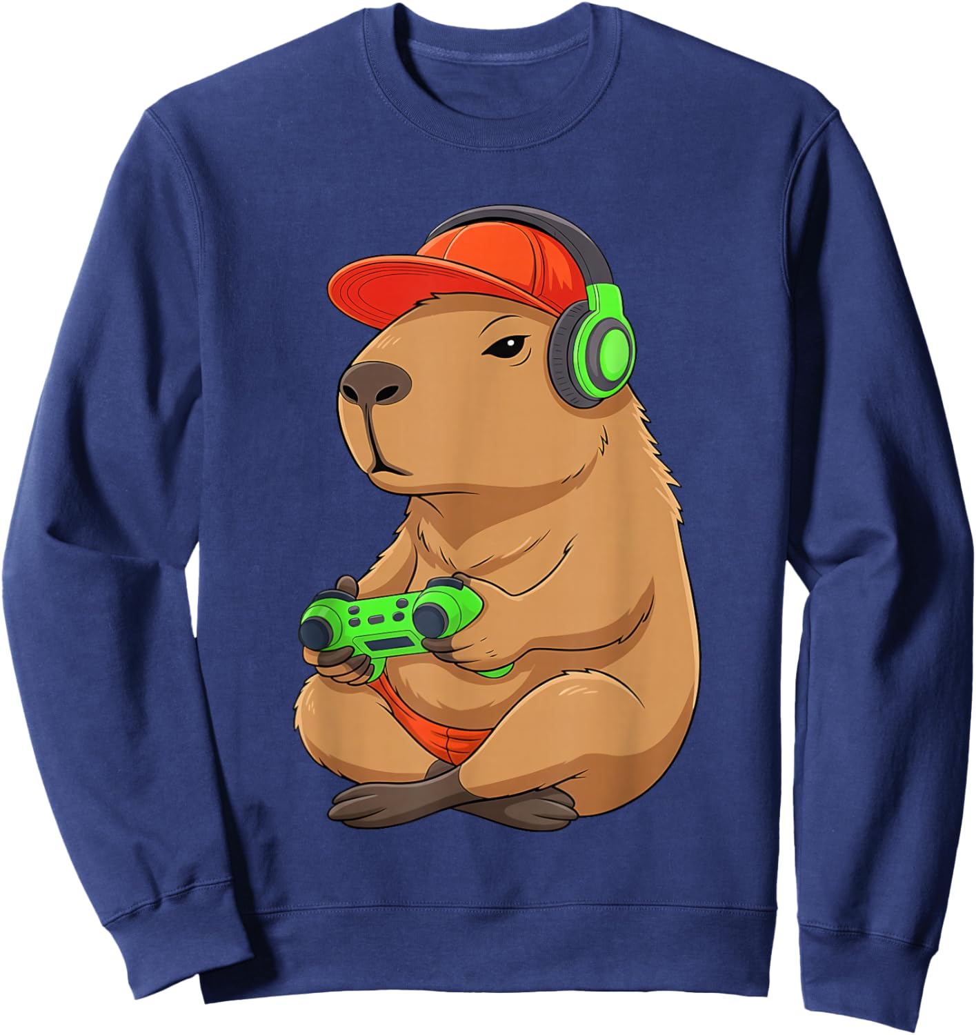 Capybara Funny Video Games Gamer Capybara Sweatshirt - Sweatshirt | Navy