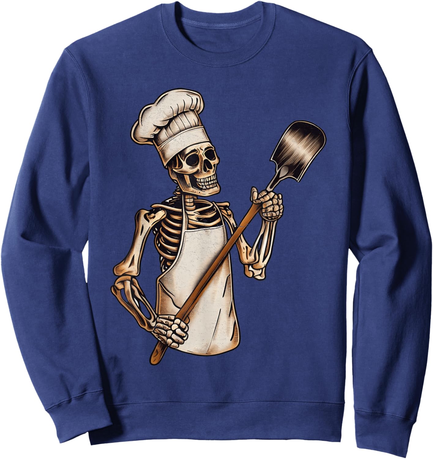Skeleton Chef Cook Spooky Horror Halloween Costume Party Sweatshirt - Sweatshirt | Navy