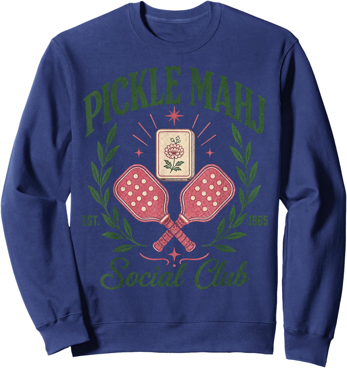Pickleball Mahjong Social Club Retro Pickle Mahj Est 1965 Sweatshirt - Sweatshirt | Navy