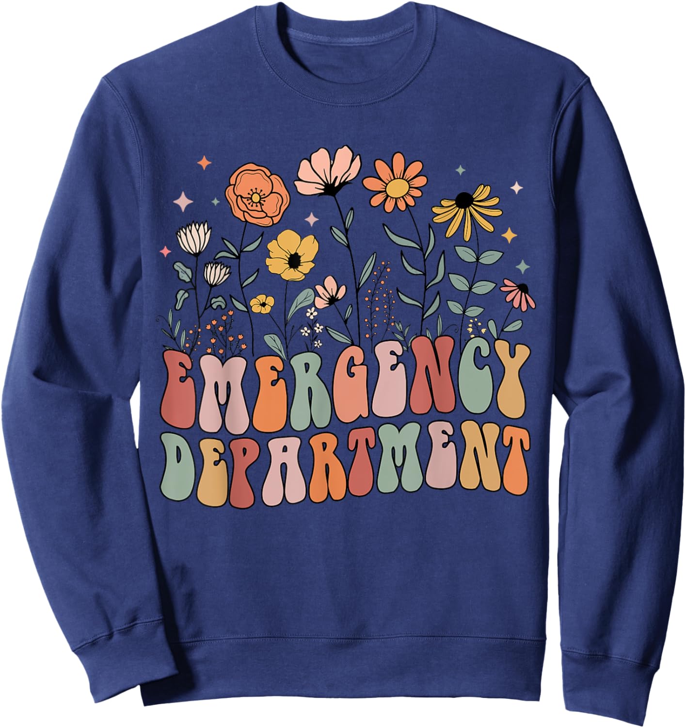 Emergency Department Room ED ER Nurse Tech Floral Sweatshirt - Sweatshirt | Navy