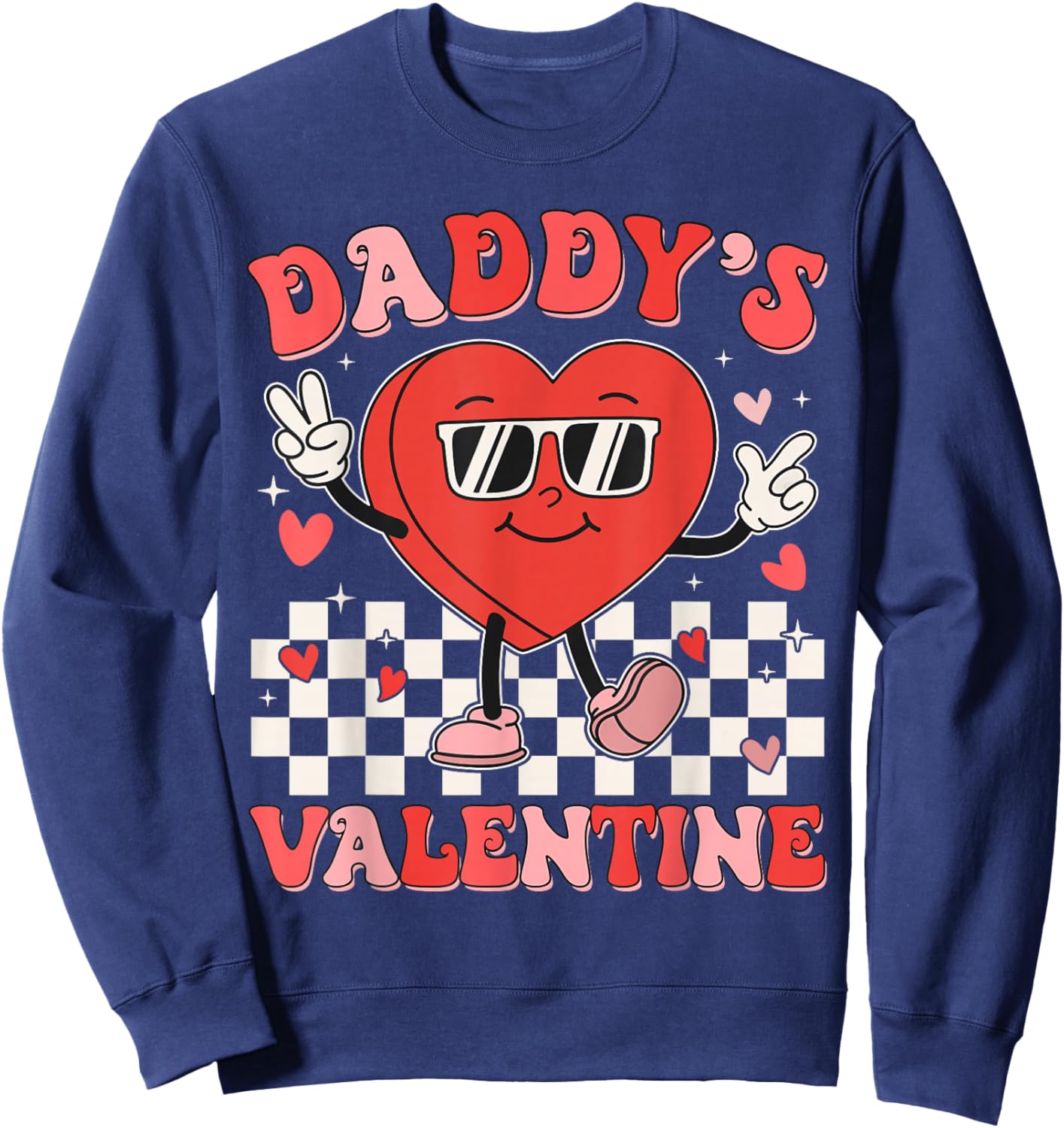 Daddy Is My Valentines Day Kid Girl Toddler Valentine's Day Sweatshirt - Sweatshirt | Navy