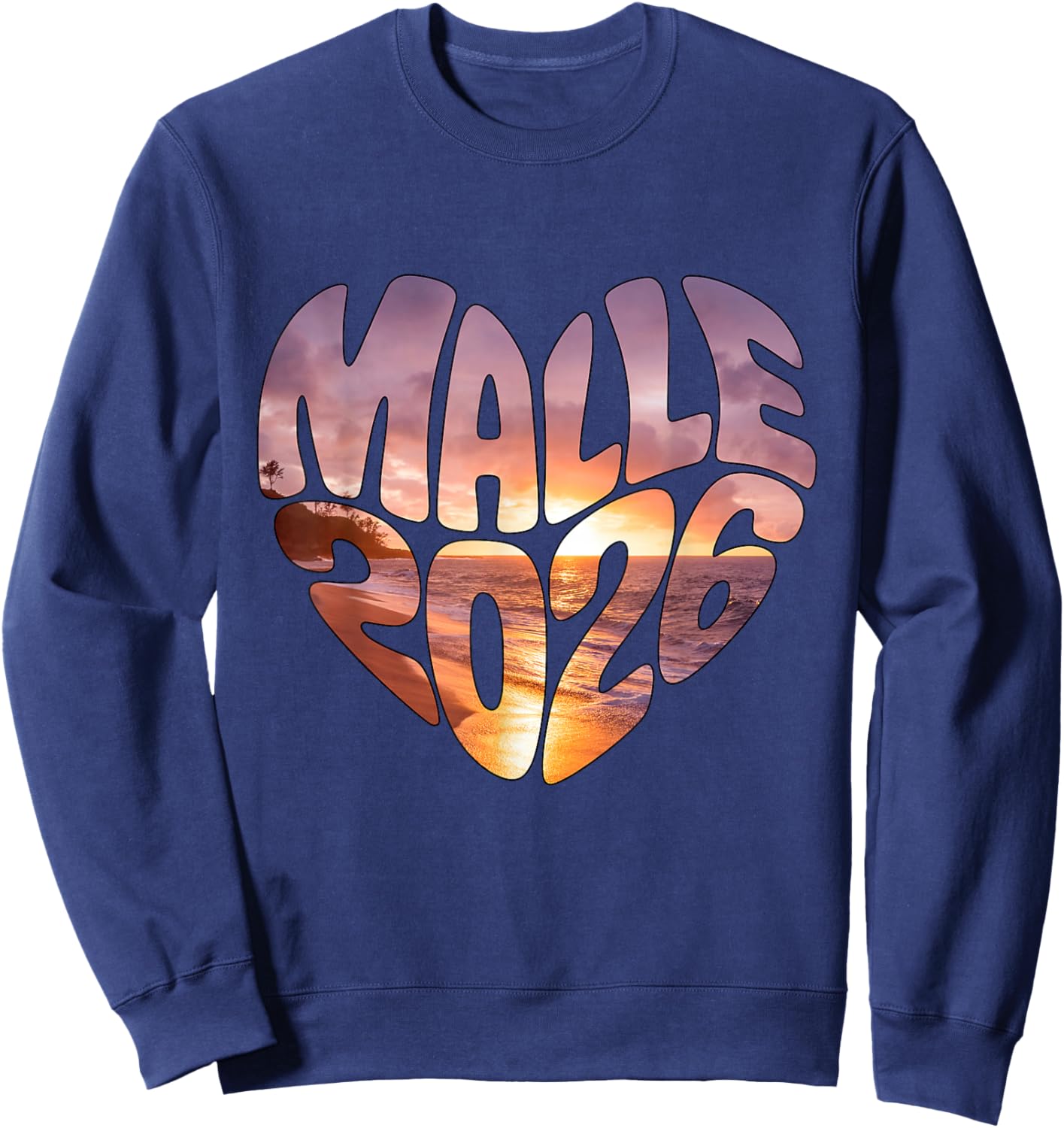 Malle 2026 Heart Shape Mallorca Heart Shape Party Holiday Fun Sweatshirt - Sweatshirt | Navy