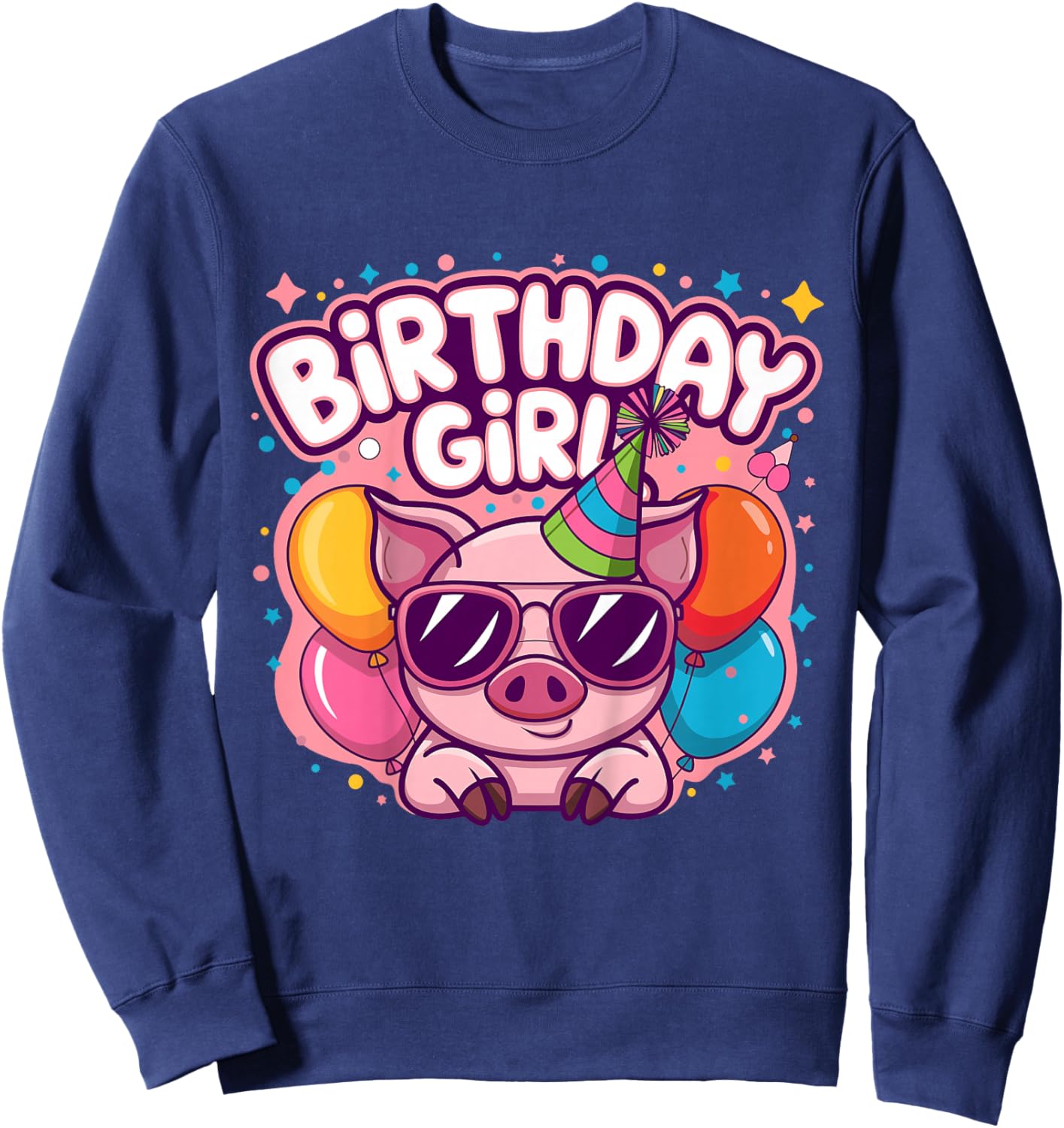 Kids Birthday Girl Pig Kids Sweatshirt - Sweatshirt | Navy