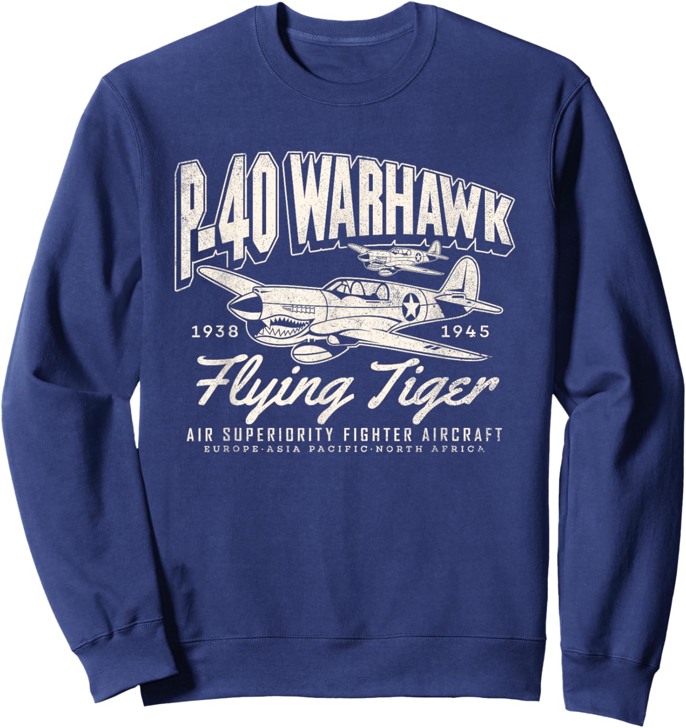 P-40 Warhawk Legendary Flying Tiger's Fighter Plane Warbirds Sweatshirt - Sweatshirt | Navy
