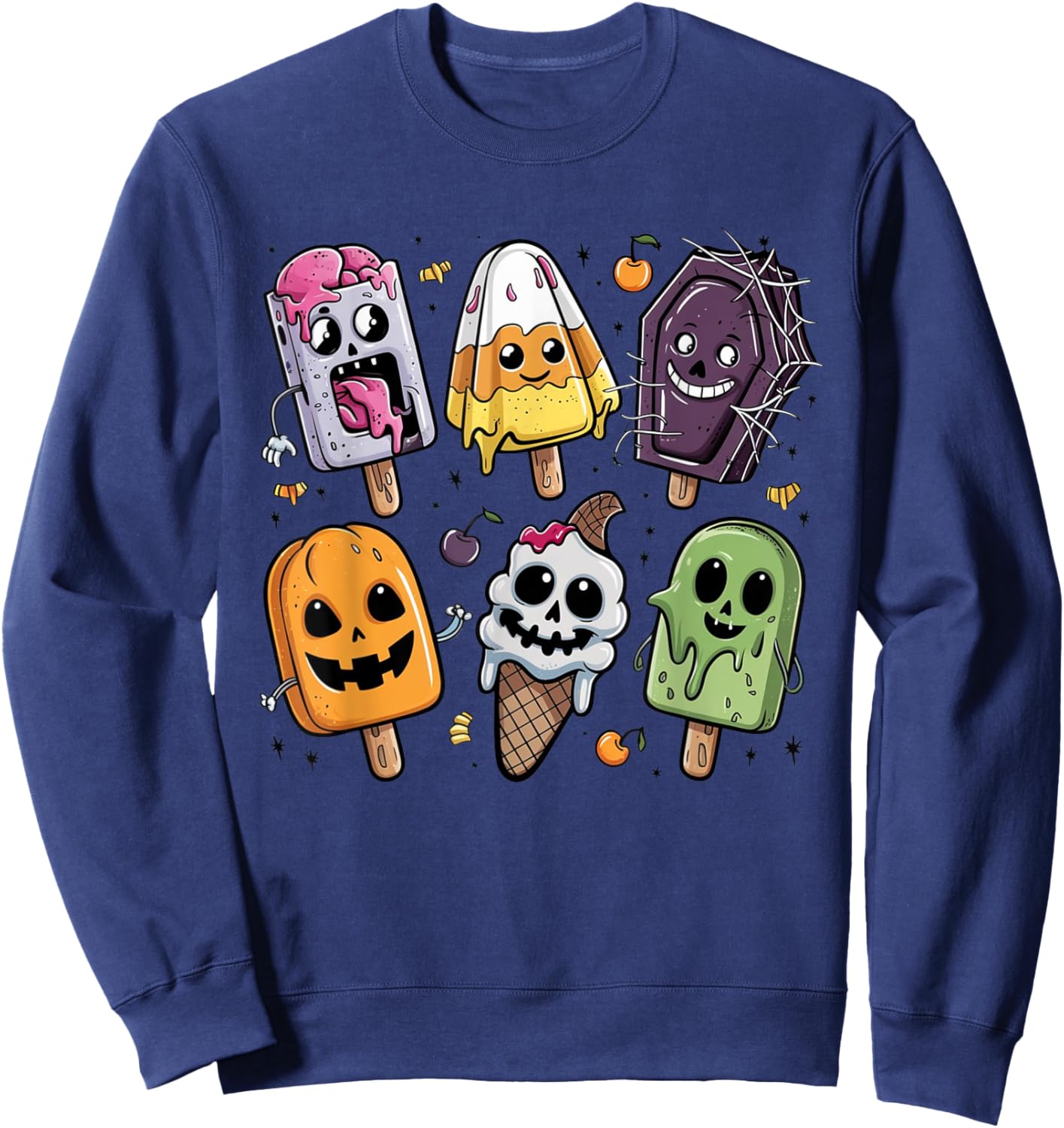 Funny Popsicle Summer Horror Halloween Ice Cream Summerween Sweatshirt - Sweatshirt | Navy