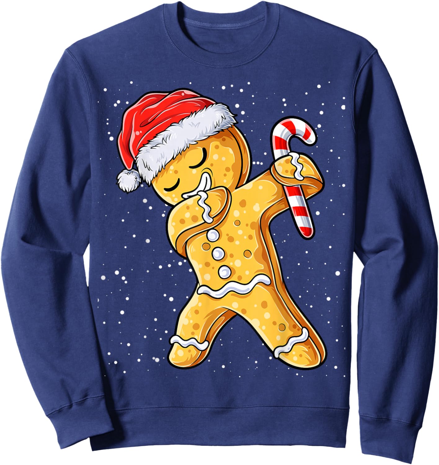 Gingerbread Man Dabbing Cool Christmas Cookie Dab Xmas Kids Sweatshirt - Sweatshirt | Navy