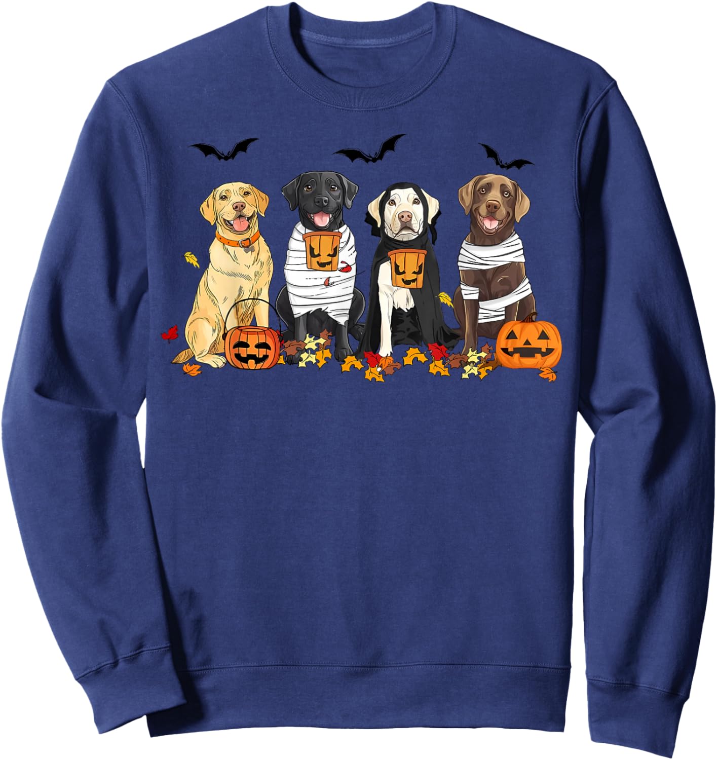 Labrador Retriever Dogs Ghost Witch Mummy Halloween Pumpkins Sweatshirt - Sweatshirt | Navy