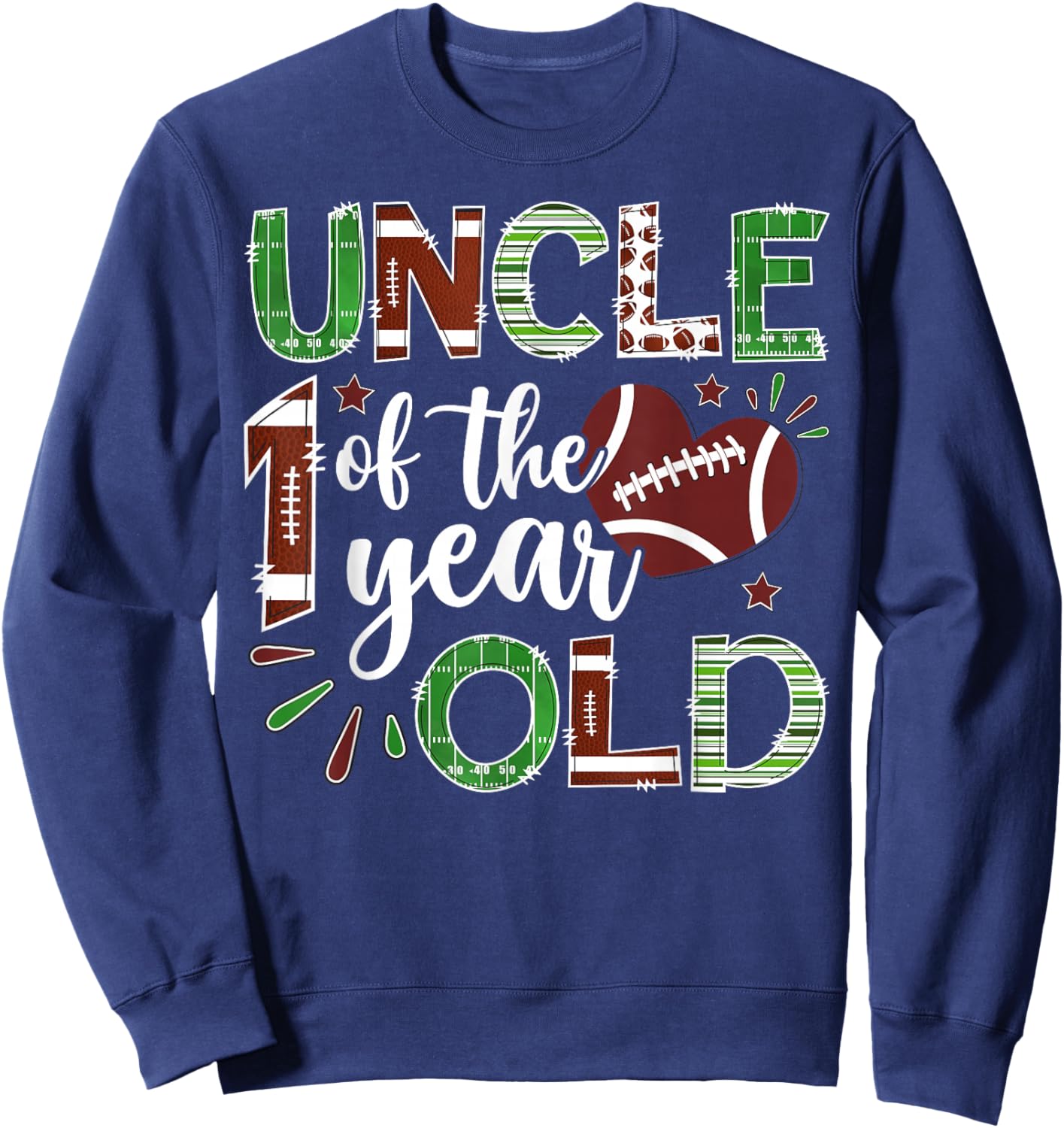Uncle of The 1 Year Old Football First Birthday Boy Matching Sweatshirt - Sweatshirt | Navy