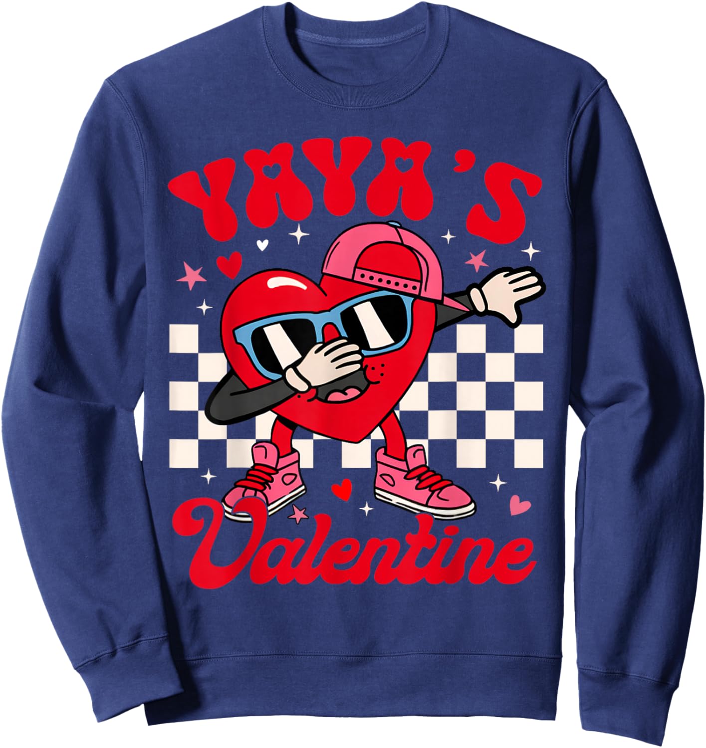 Groovy Dabbing Heart Yaya’s Valentine Boy Girl Men Women Sweatshirt - Sweatshirt | Navy