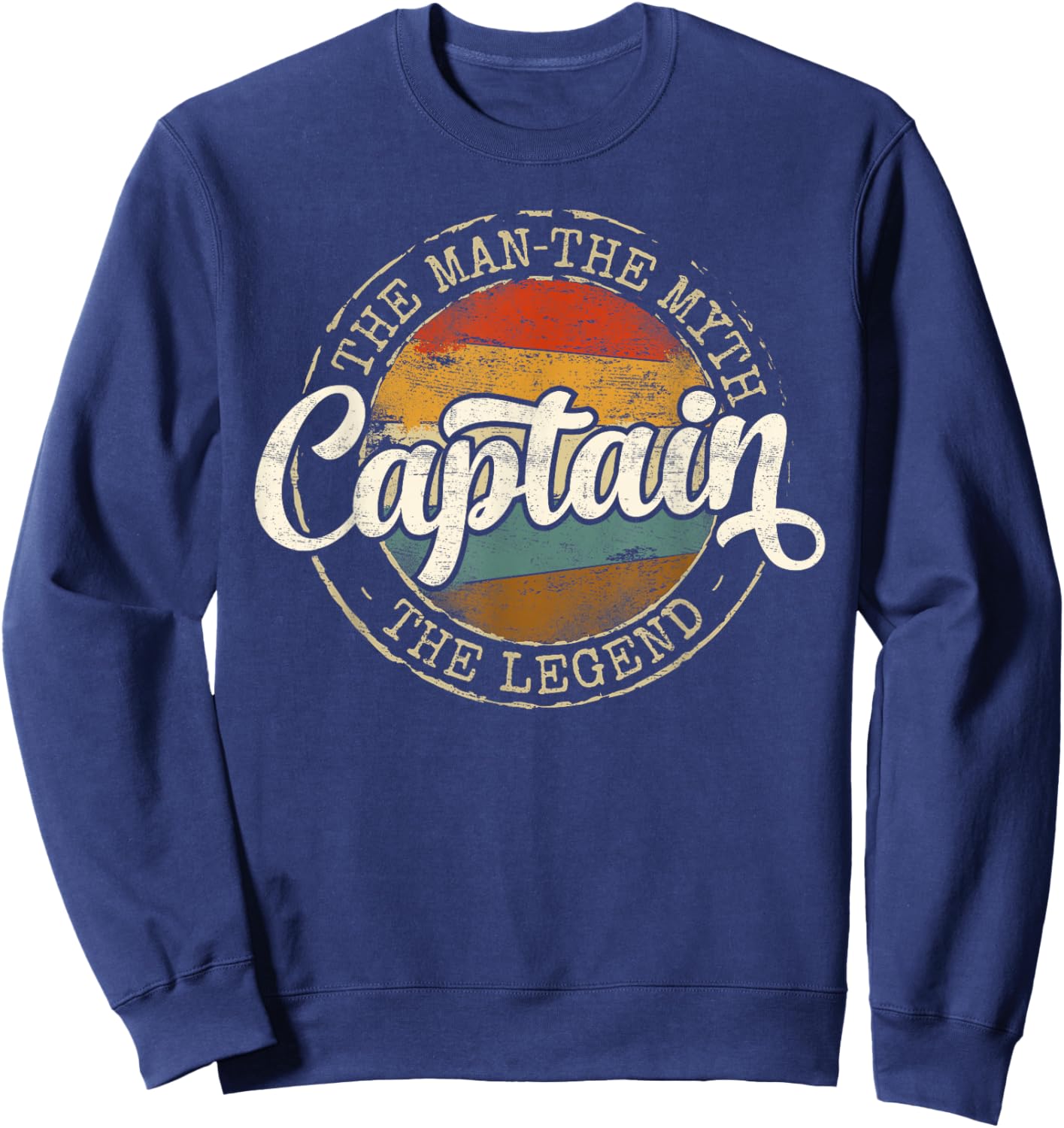 Captain The Man The Myth The Legend Vintage Stamp Boating Sweatshirt - Sweatshirt | Navy