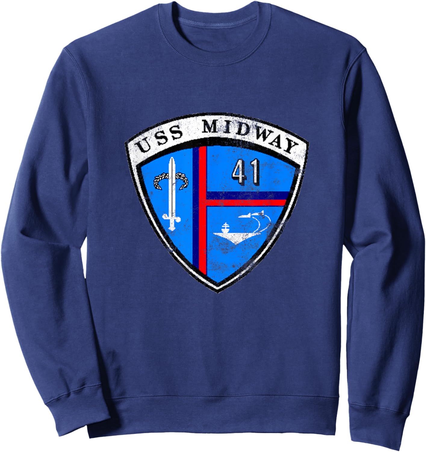 USS Midway CV 41 Aircraft Carrier Veteran Flag Patriotic Sweatshirt - Sweatshirt | Navy