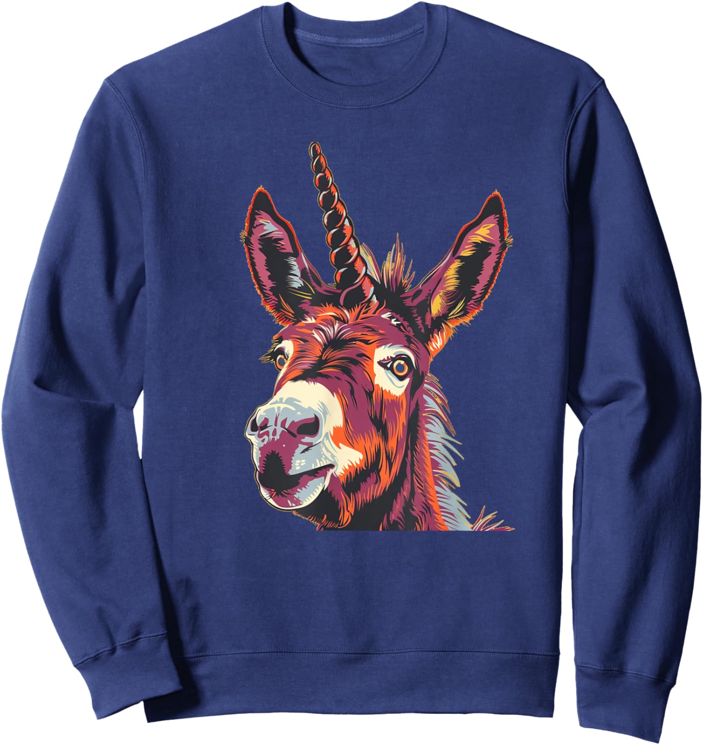 Funny Unicorn Face for Donkey and Horses Lovers Sweatshirt - Sweatshirt | Navy