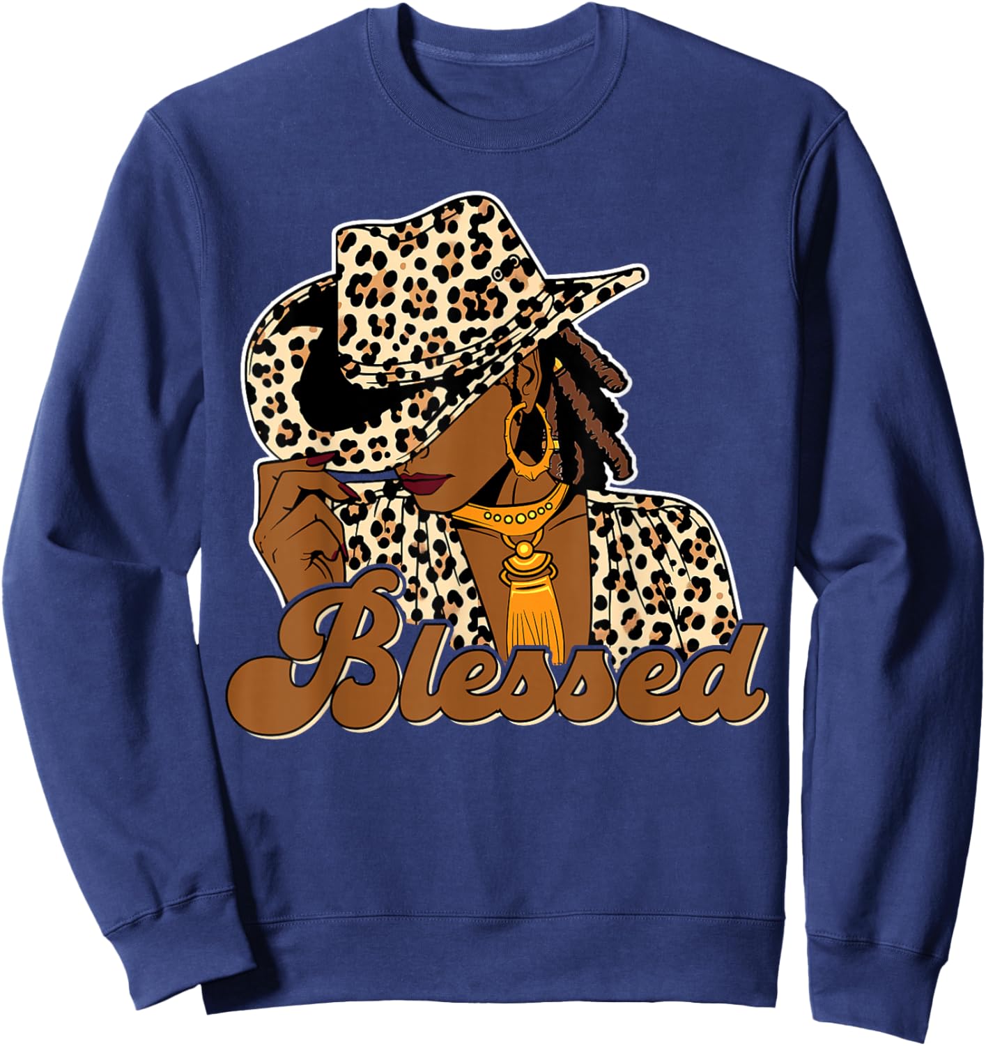 Blessed Cowgirl Black Western Swag African Christian Woman Sweatshirt - Sweatshirt | Navy