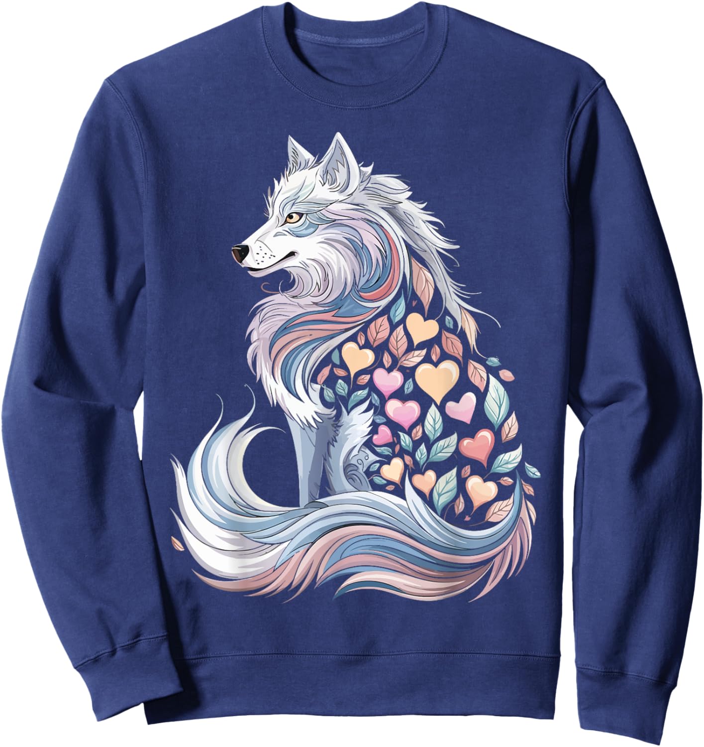 Wolf Heart Valentine's Day Animal Lover Couples Matching Sweatshirt - Sweatshirt | Navy