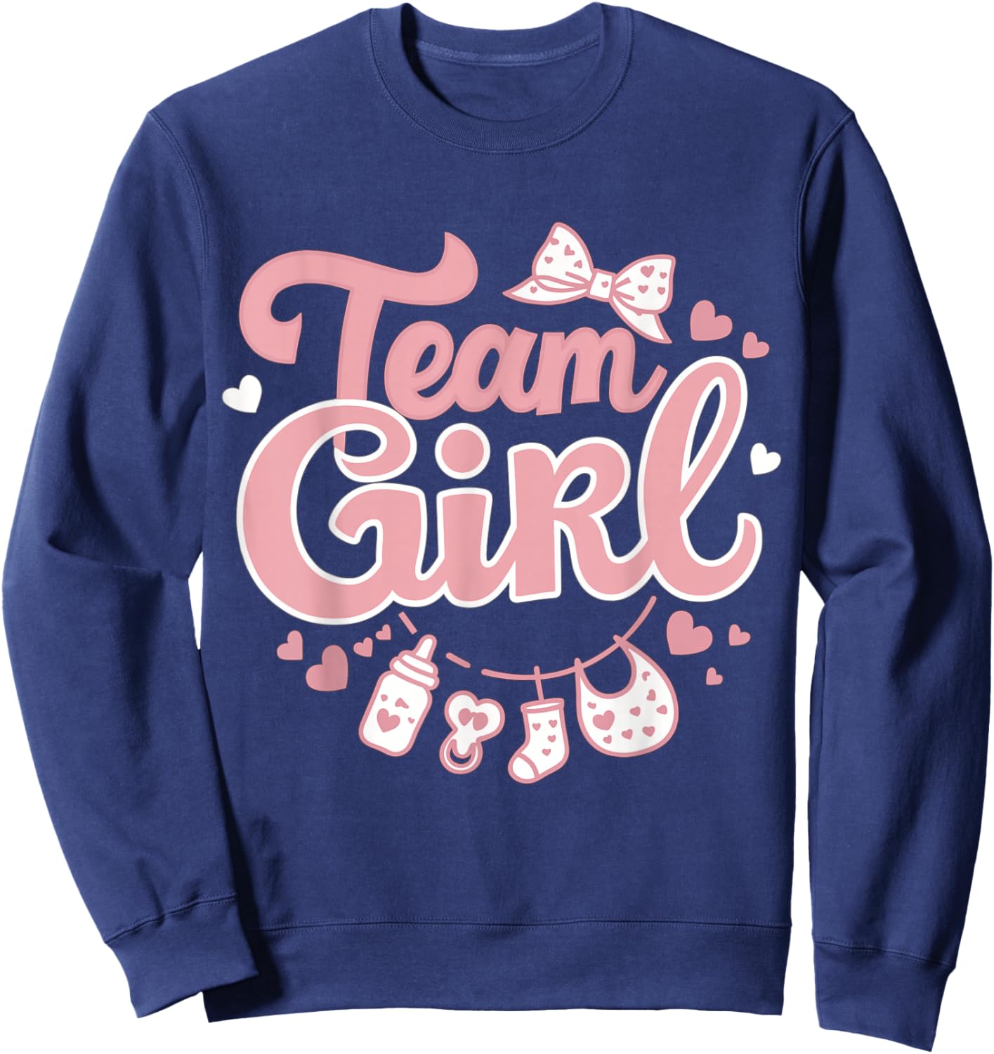 Gender Reveal Party Team Girl Baby Announcement Sweatshirt - Sweatshirt | Navy